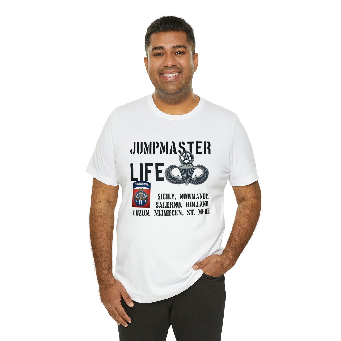 Jumpmaster Life Fort Bragg Drop Zones Unisex Jersey Short Sleeve Tee