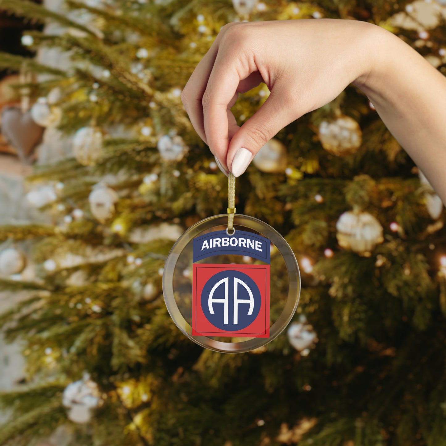 82nd Airborne Glass Ornament