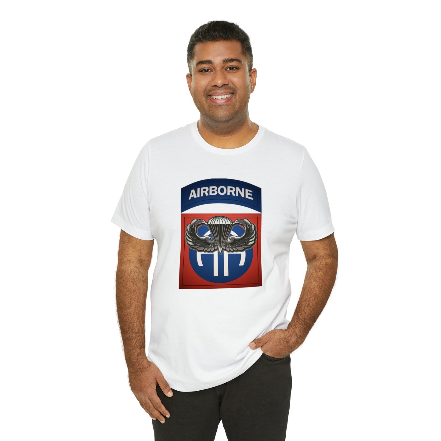 Basic Parachutist Wings and 82nd Patch Unisex Jersey Short Sleeve Tee