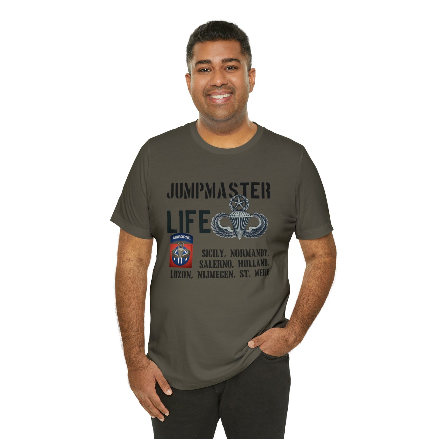 Jumpmaster Life Drop Zones of Fort Bragg Unisex Jersey Short Sleeve Tee