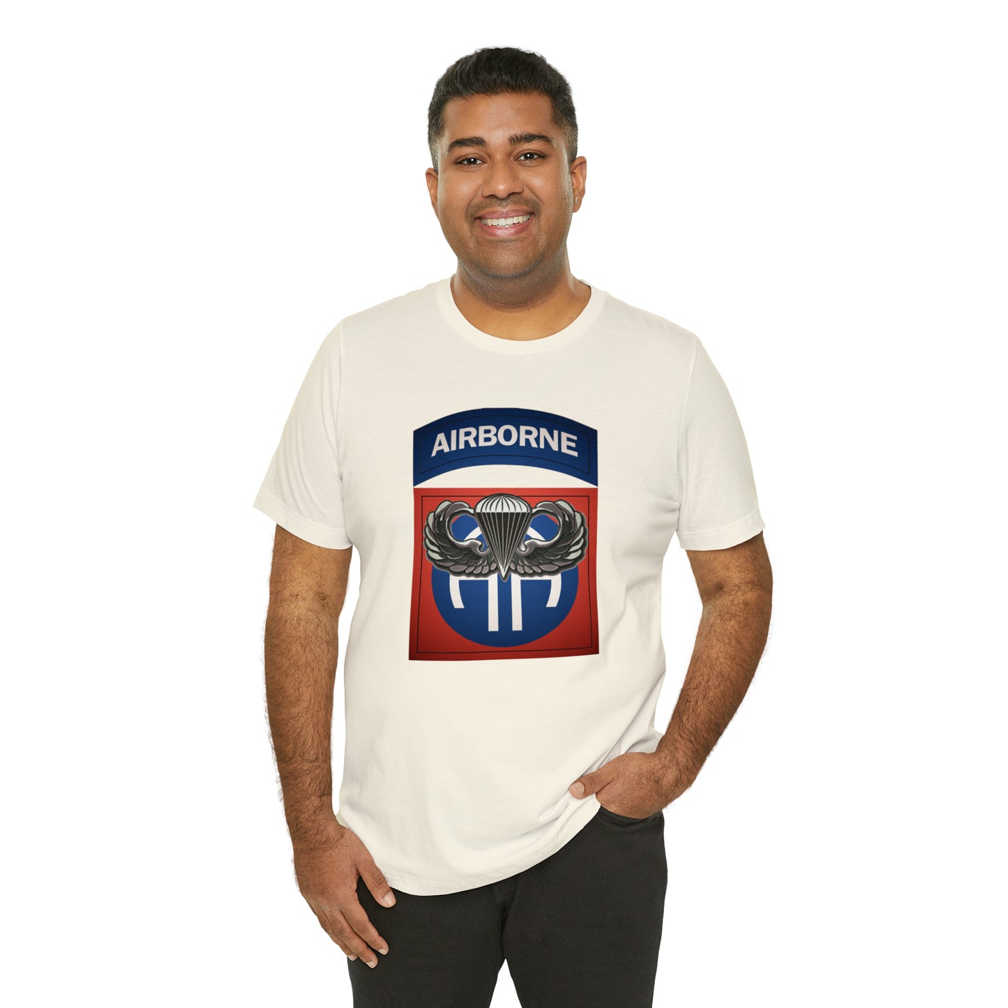 Basic Parachutist Wings and 82nd Patch Unisex Jersey Short Sleeve Tee