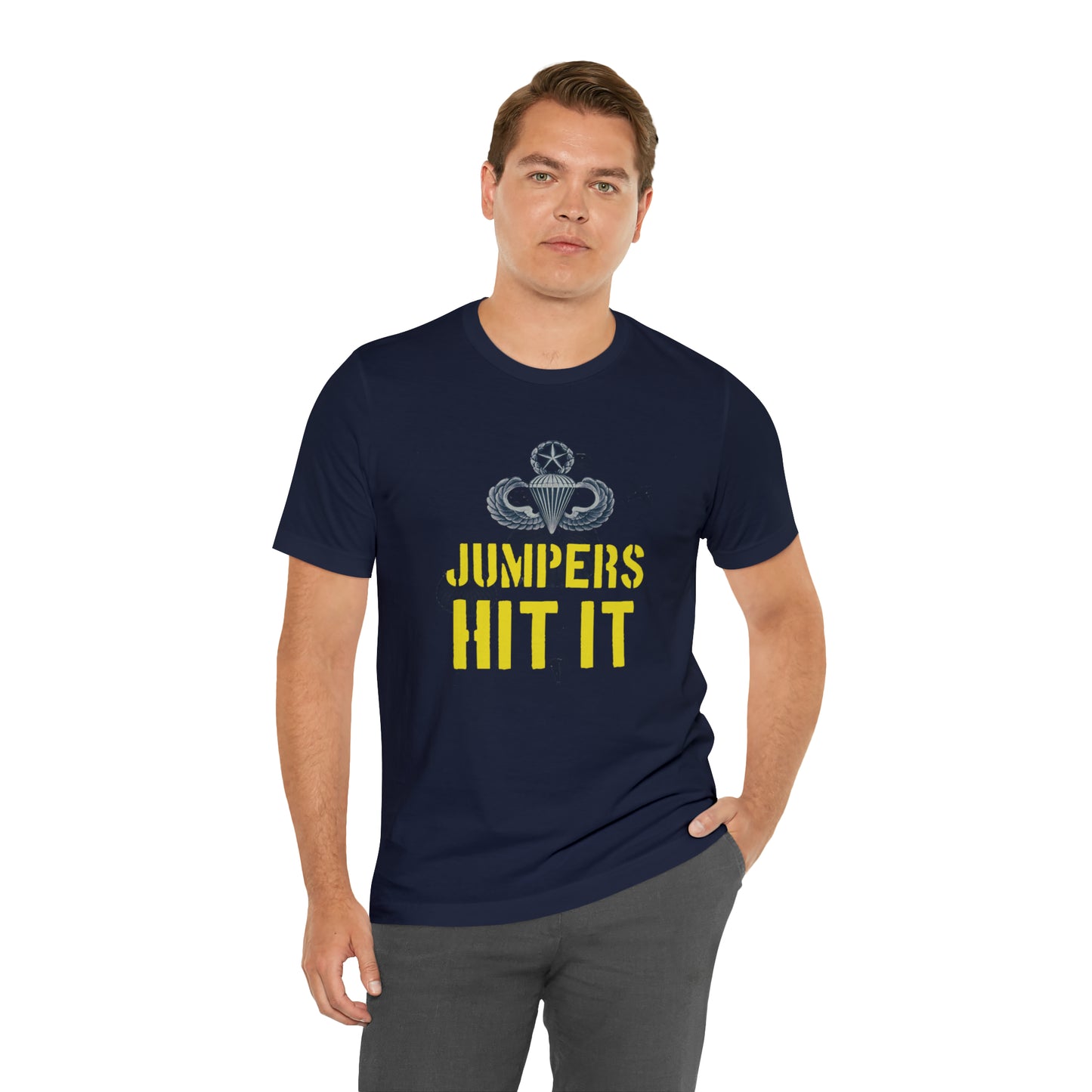 Master Parachutist Badge with Jumpers Hit it Unisex Jersey Short Sleeve Tee