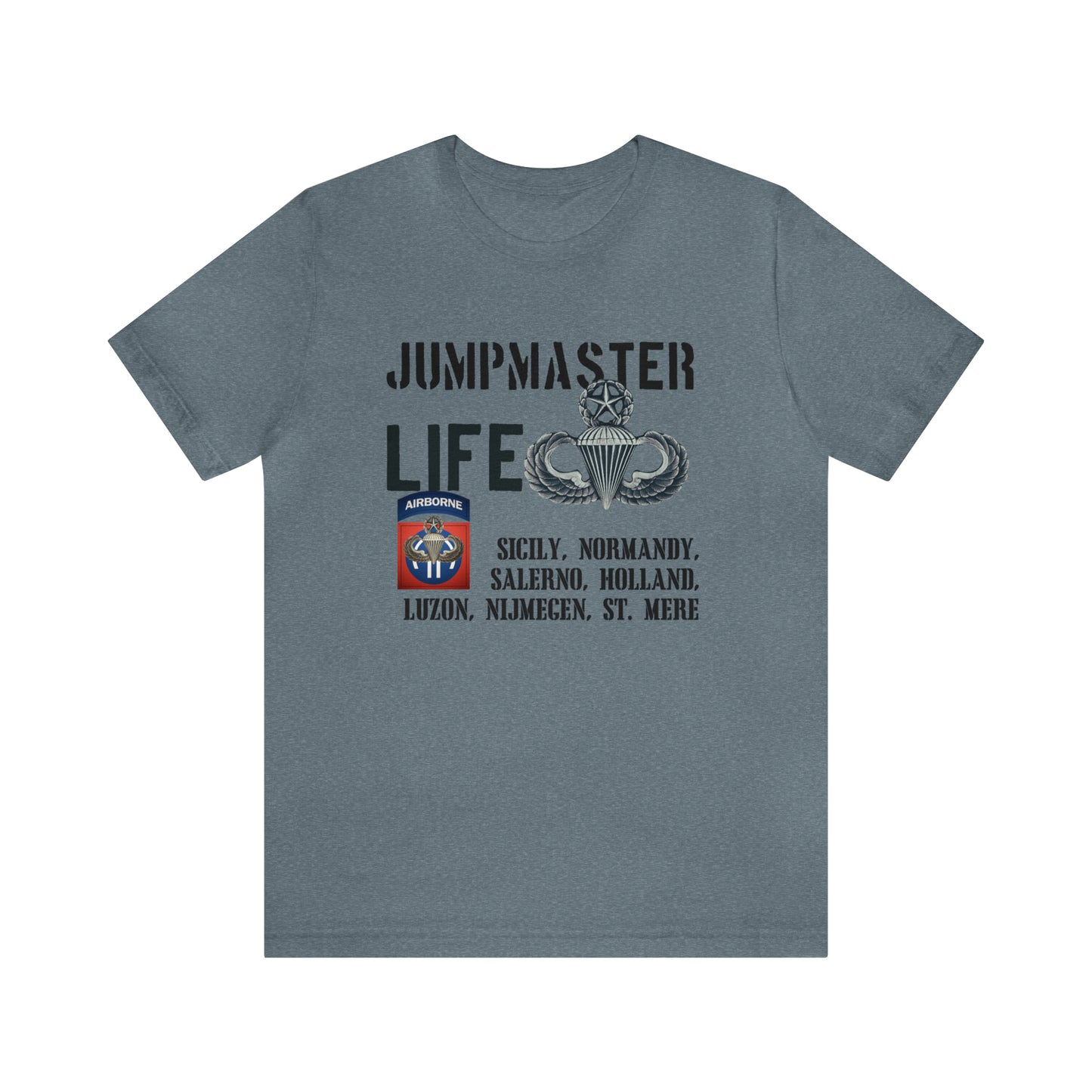 Jumpmaster Life Drop Zones of Fort Bragg Unisex Jersey Short Sleeve Tee