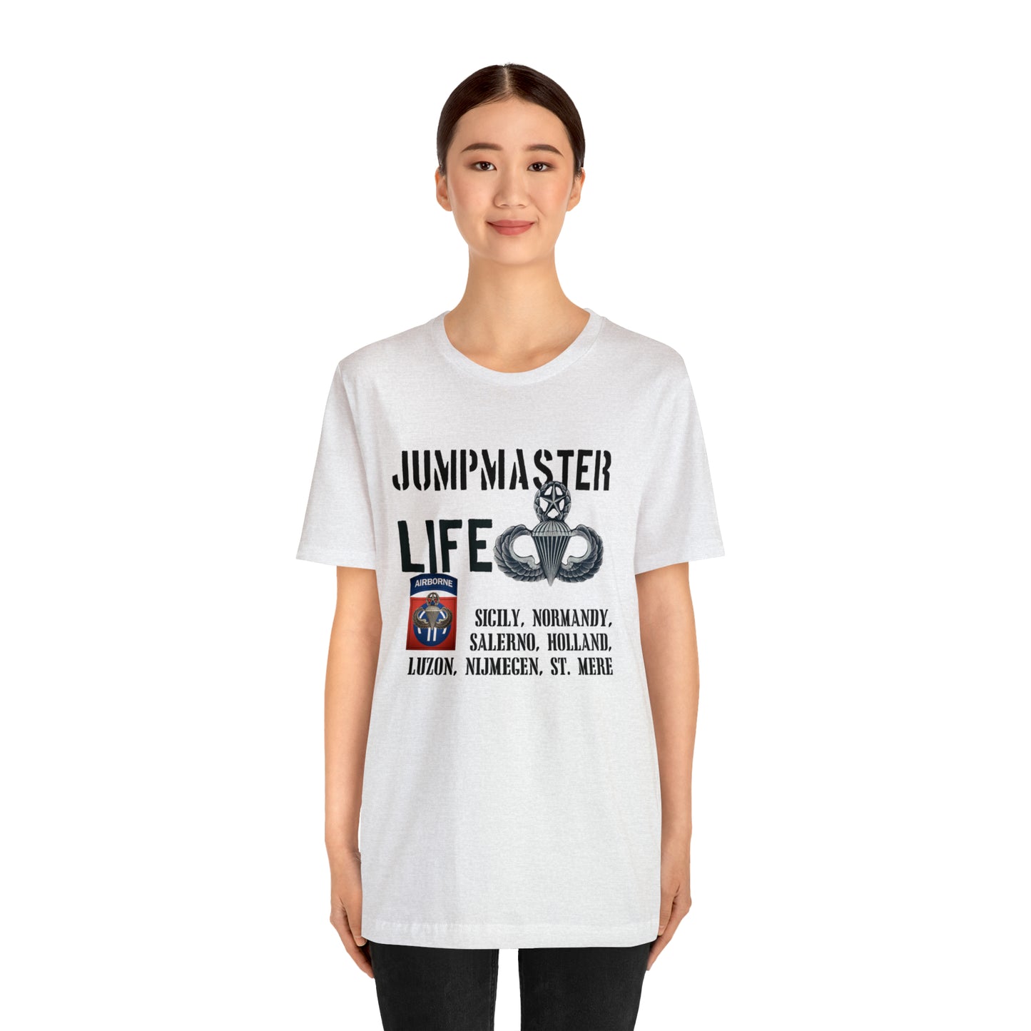 Jumpmaster Life Drop Zones of Fort Bragg Unisex Jersey Short Sleeve Tee