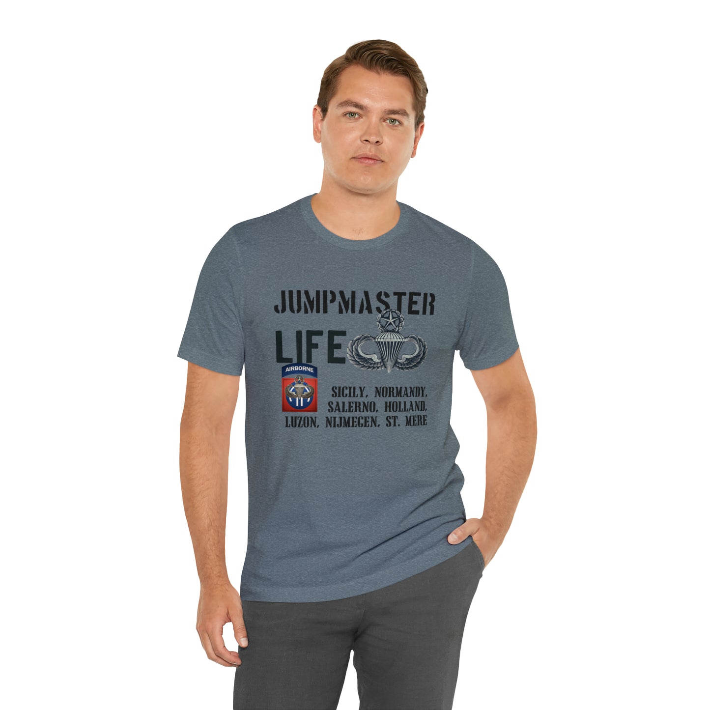 Jumpmaster Life Drop Zones of Fort Bragg Unisex Jersey Short Sleeve Tee