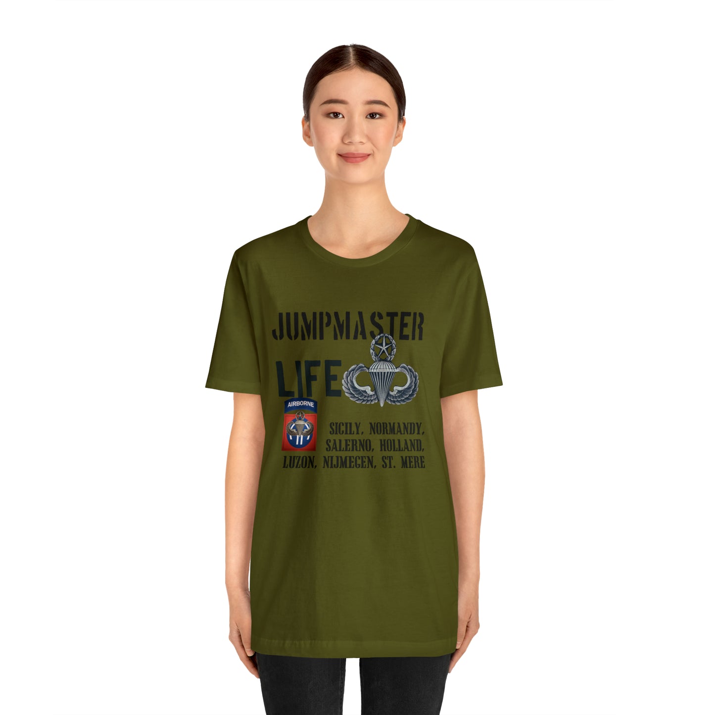 Jumpmaster Life Drop Zones of Fort Bragg Unisex Jersey Short Sleeve Tee