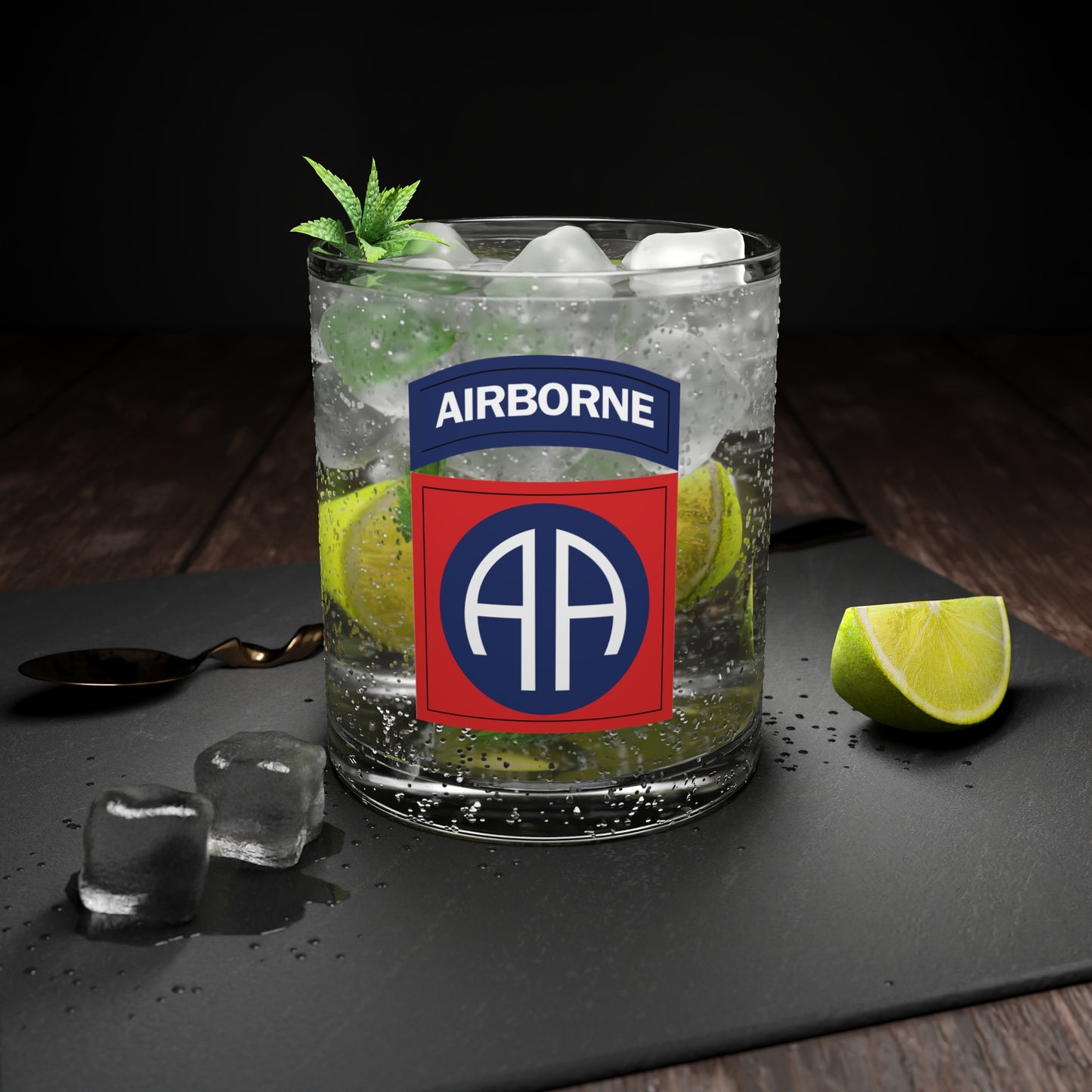 82nd Airborne Division Standard Bar Glass