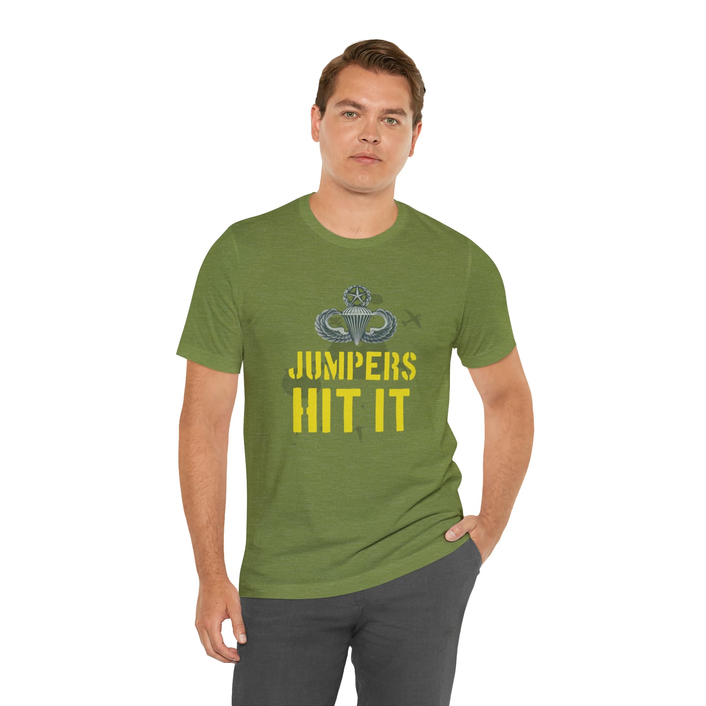 Master Parachutist Badge with Jumpers Hit it Unisex Jersey Short Sleeve Tee