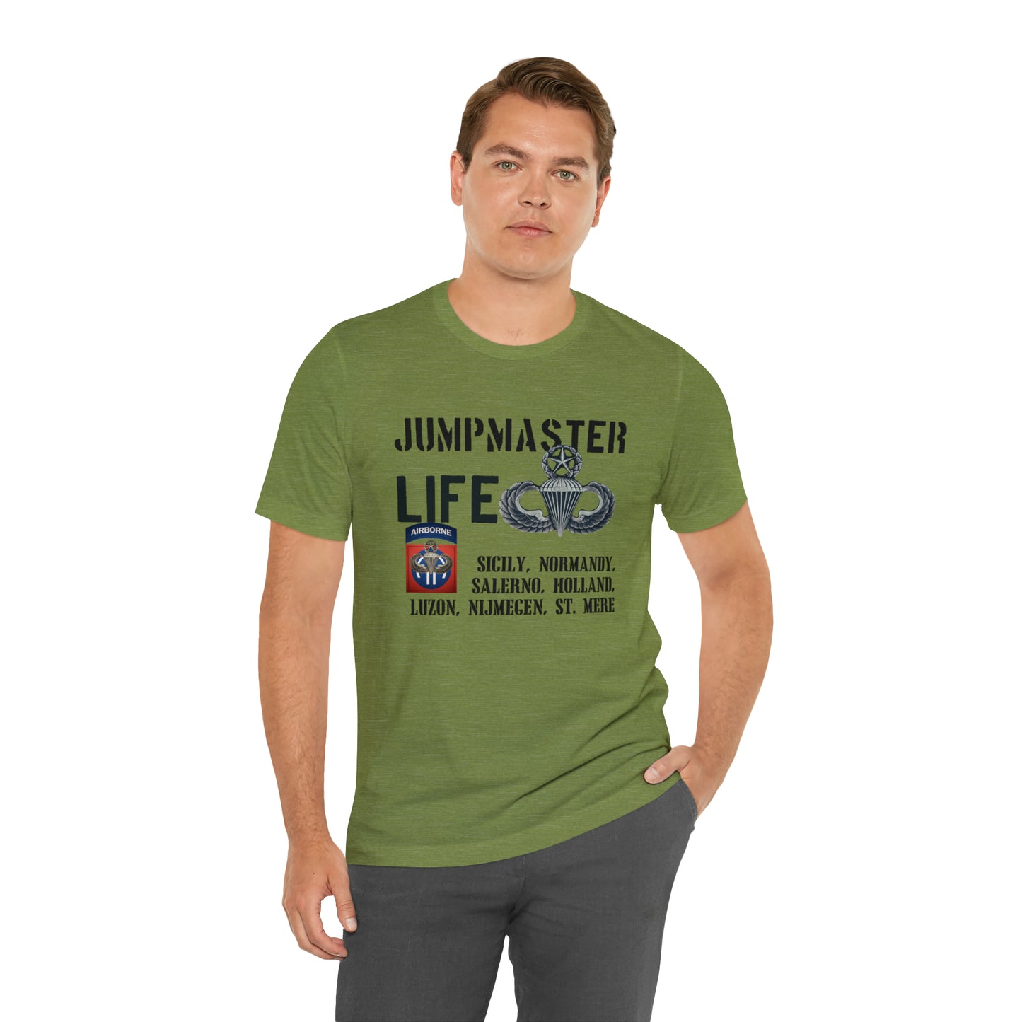 Jumpmaster Life Drop Zones of Fort Bragg Unisex Jersey Short Sleeve Tee