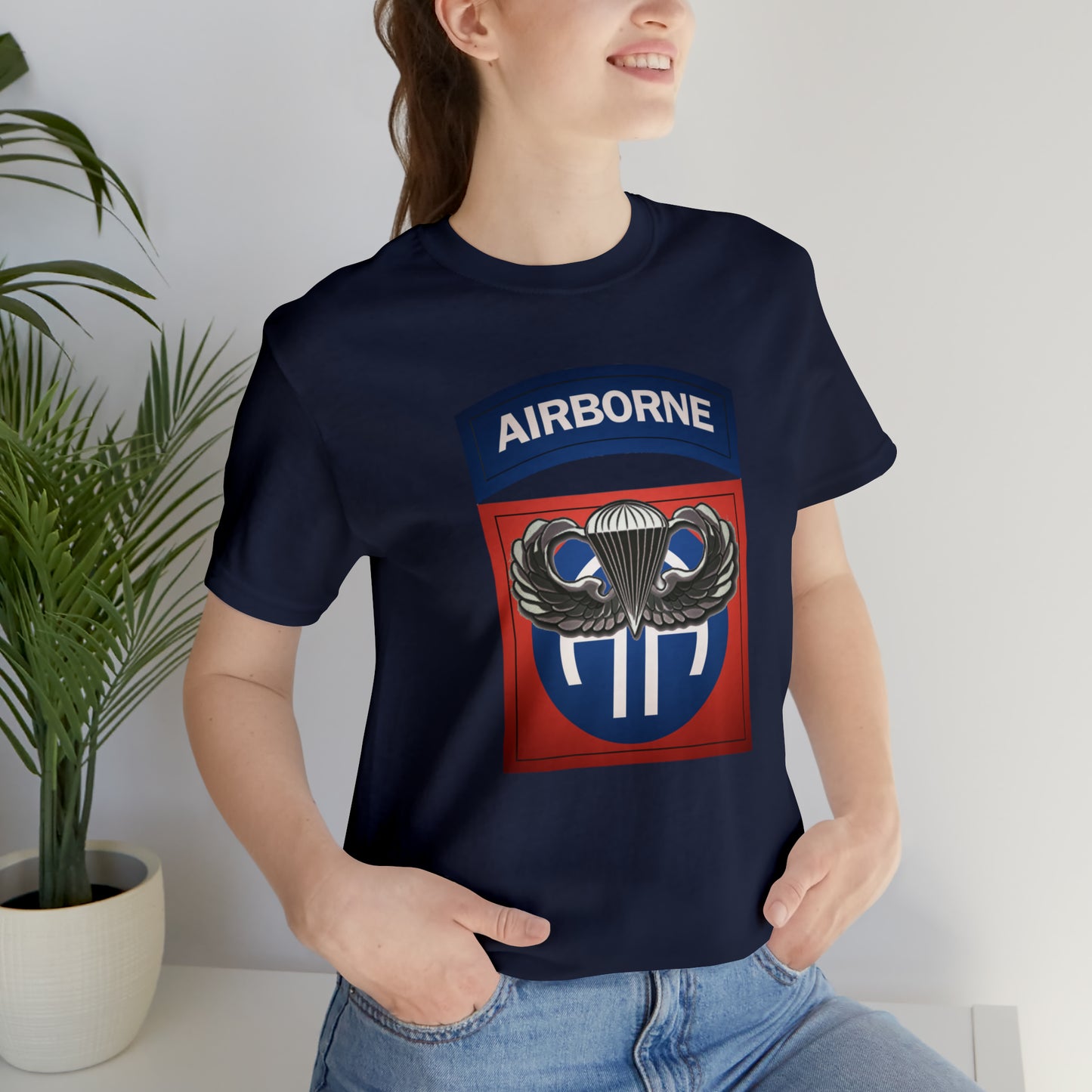 Basic Parachutist Wings and 82nd Patch Unisex Jersey Short Sleeve Tee