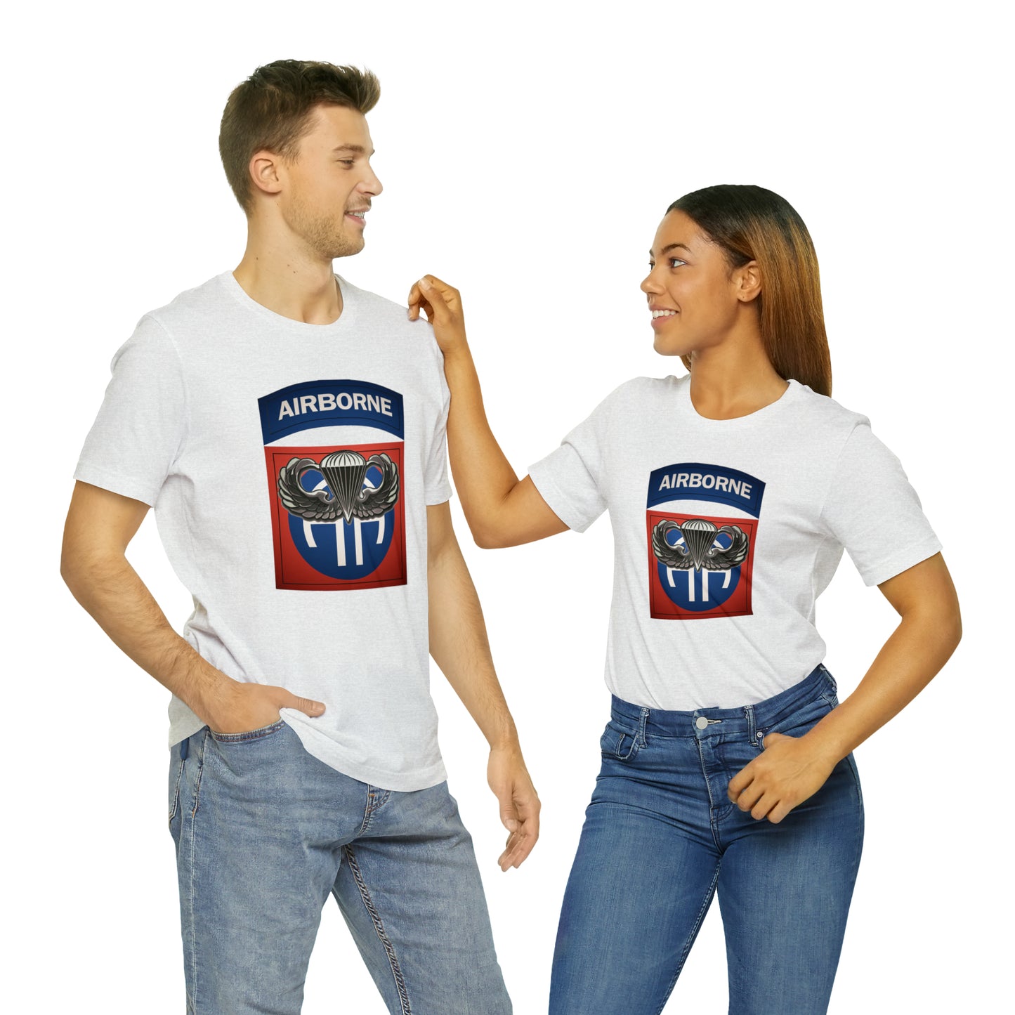 Basic Parachutist Wings and 82nd Patch Unisex Jersey Short Sleeve Tee