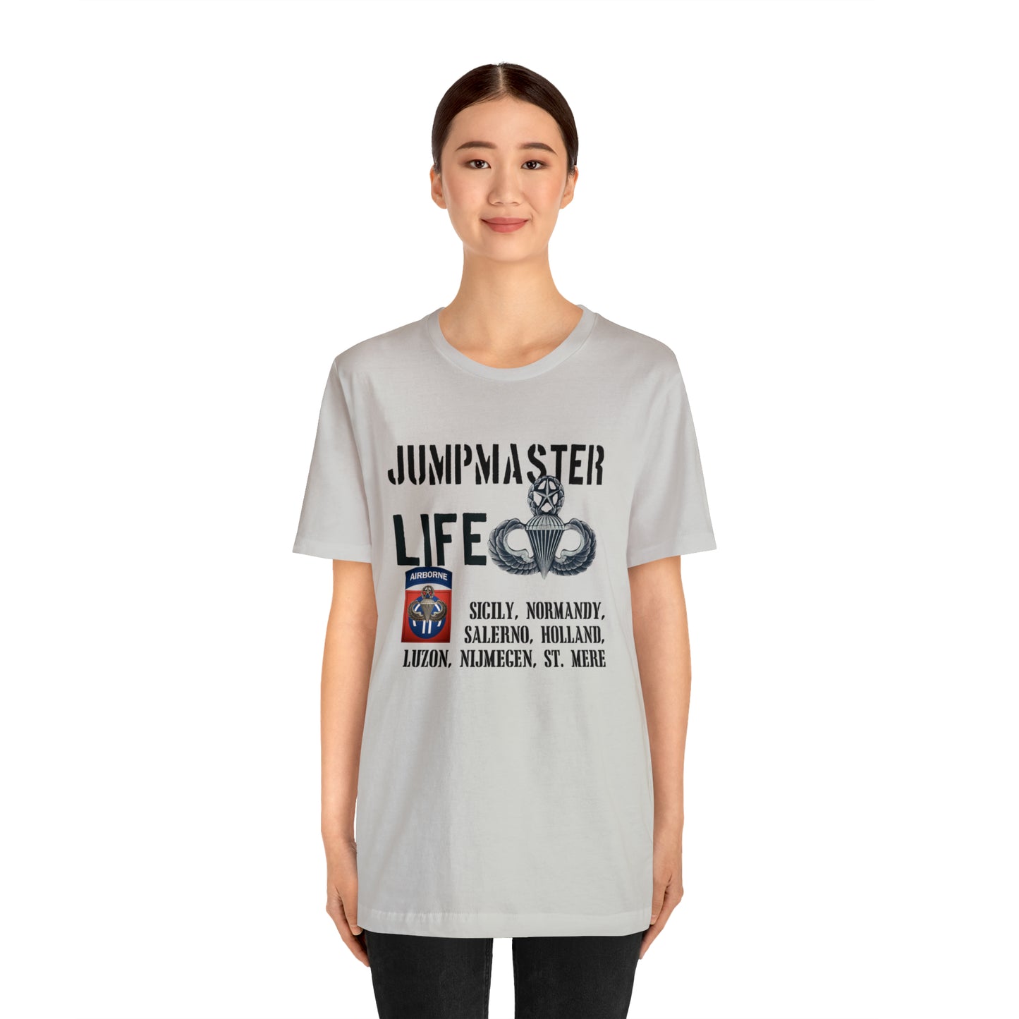 Jumpmaster Life Drop Zones of Fort Bragg Unisex Jersey Short Sleeve Tee