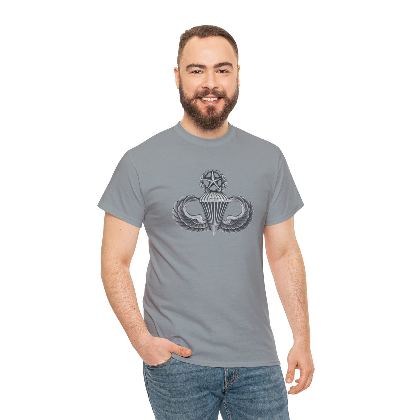 Master Parachutist Badge Unisex Heavy Cotton Tee