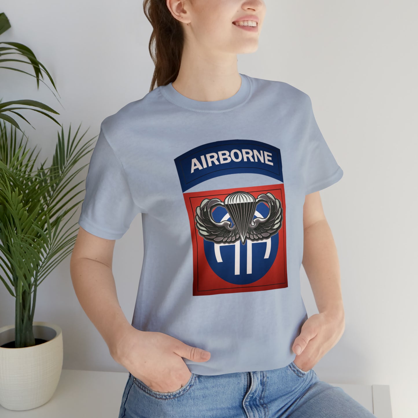 Basic Parachutist Wings and 82nd Patch Unisex Jersey Short Sleeve Tee