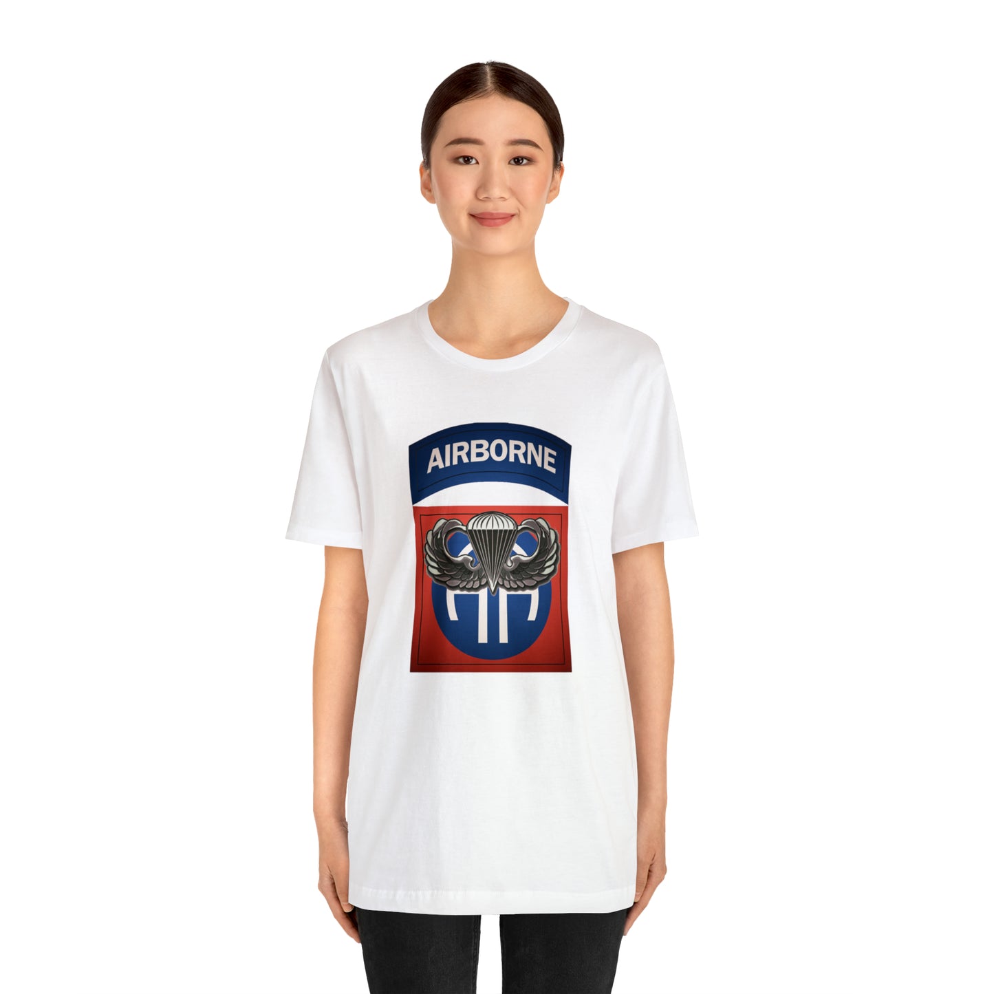 Basic Parachutist Wings and 82nd Patch Unisex Jersey Short Sleeve Tee