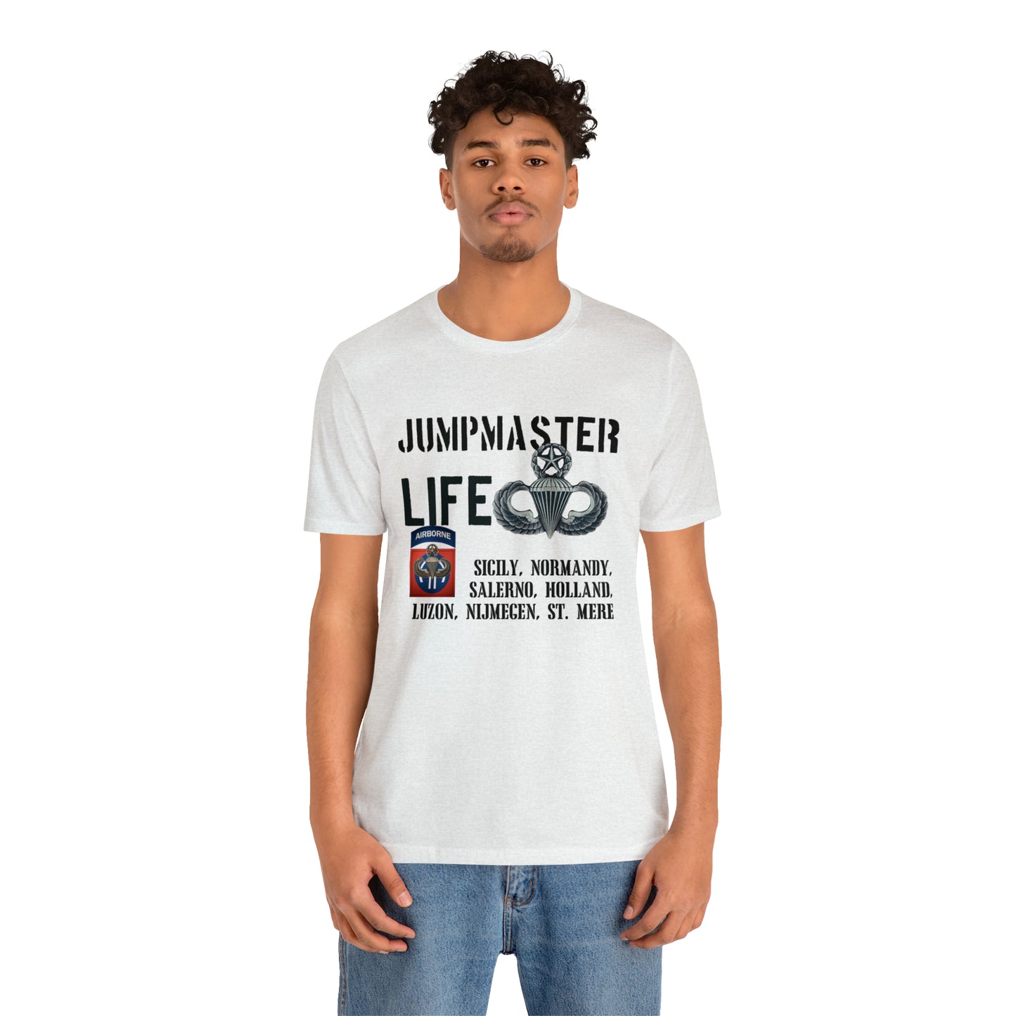 Jumpmaster Life Drop Zones of Fort Bragg Unisex Jersey Short Sleeve Tee