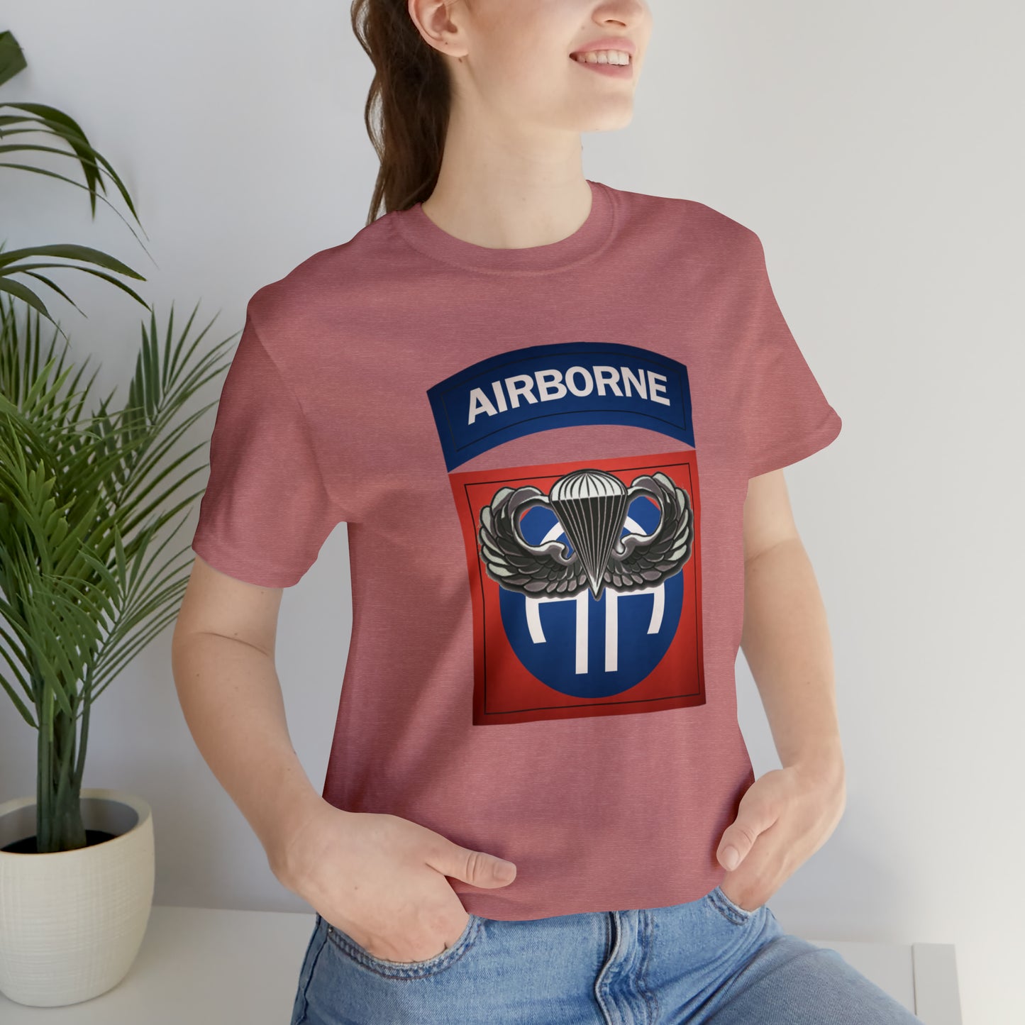 Basic Parachutist Wings and 82nd Patch Unisex Jersey Short Sleeve Tee