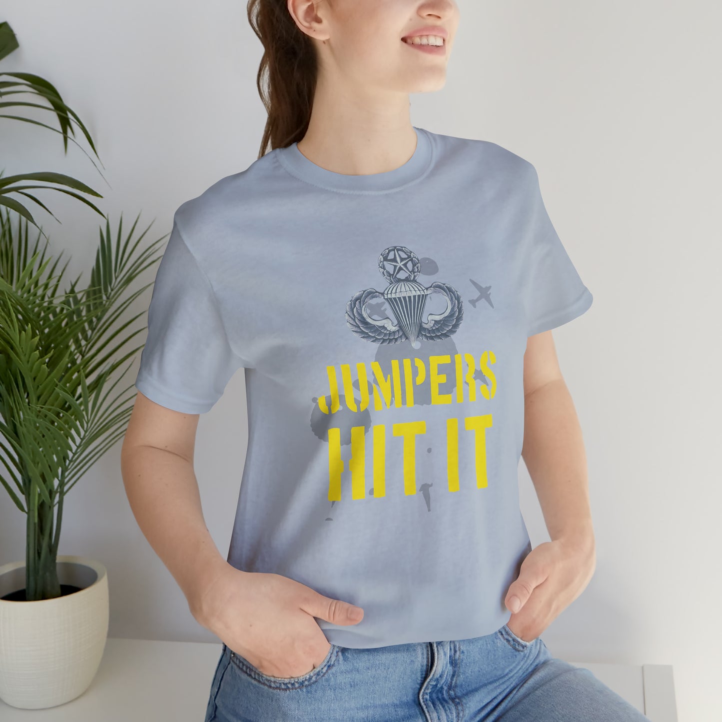 Master Parachutist Badge with Jumpers Hit it Unisex Jersey Short Sleeve Tee