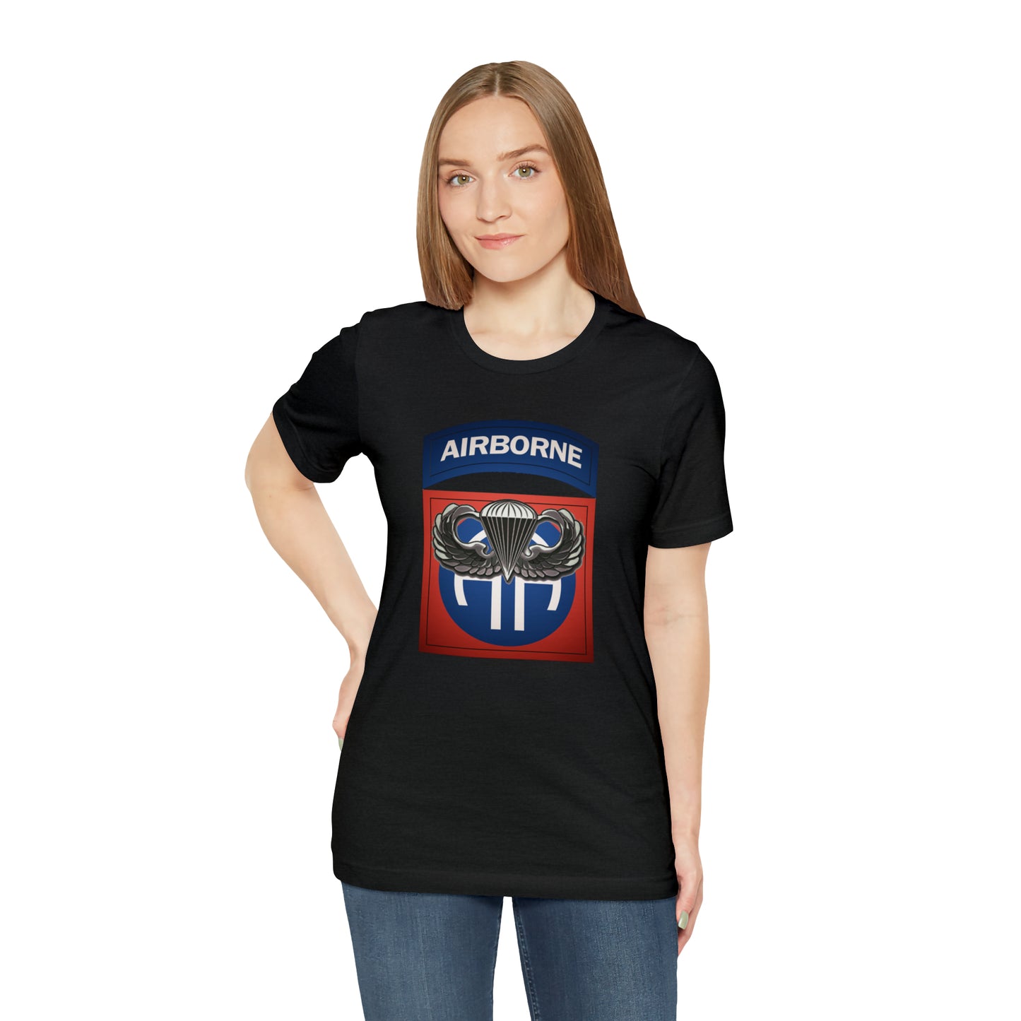 Basic Parachutist Wings and 82nd Patch Unisex Jersey Short Sleeve Tee