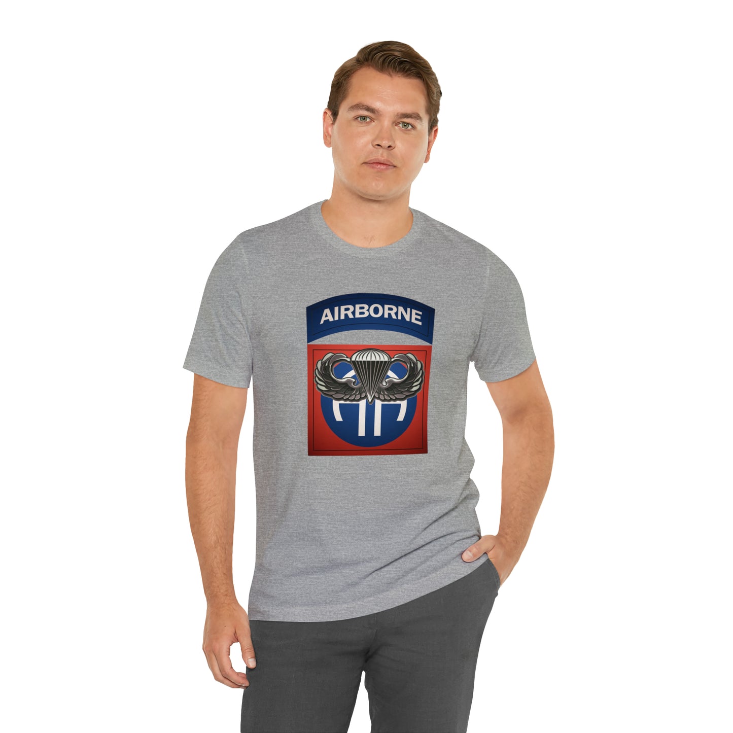 Basic Parachutist Wings and 82nd Patch Unisex Jersey Short Sleeve Tee