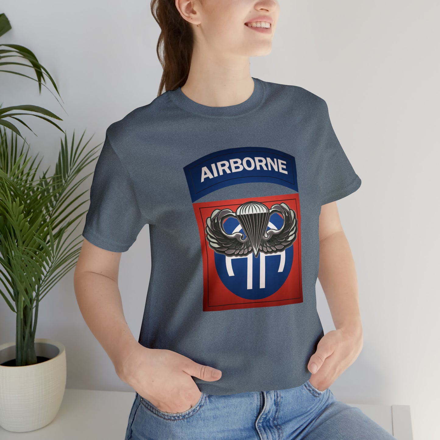 Basic Parachutist Wings and 82nd Patch Unisex Jersey Short Sleeve Tee