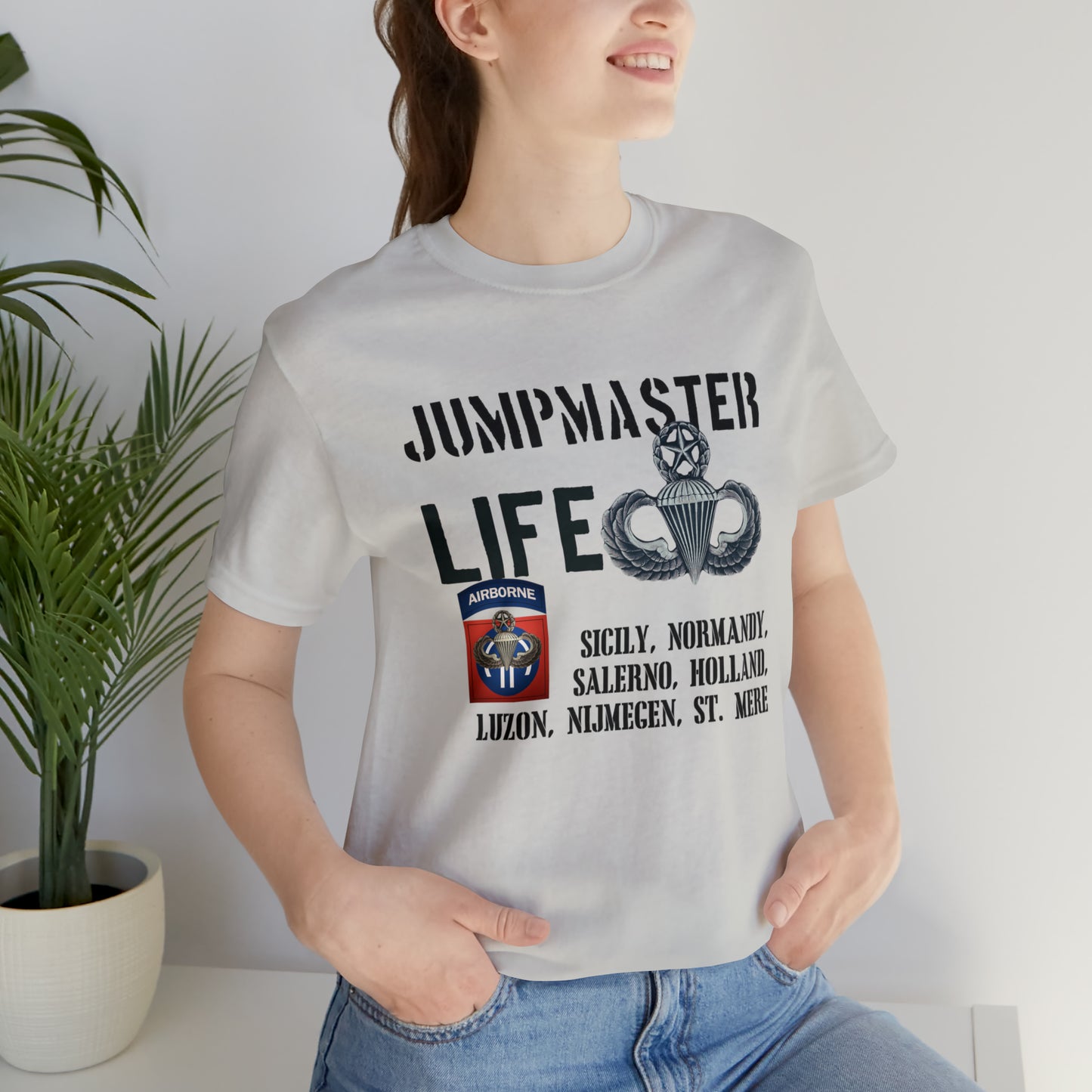 Jumpmaster Life Drop Zones of Fort Bragg Unisex Jersey Short Sleeve Tee