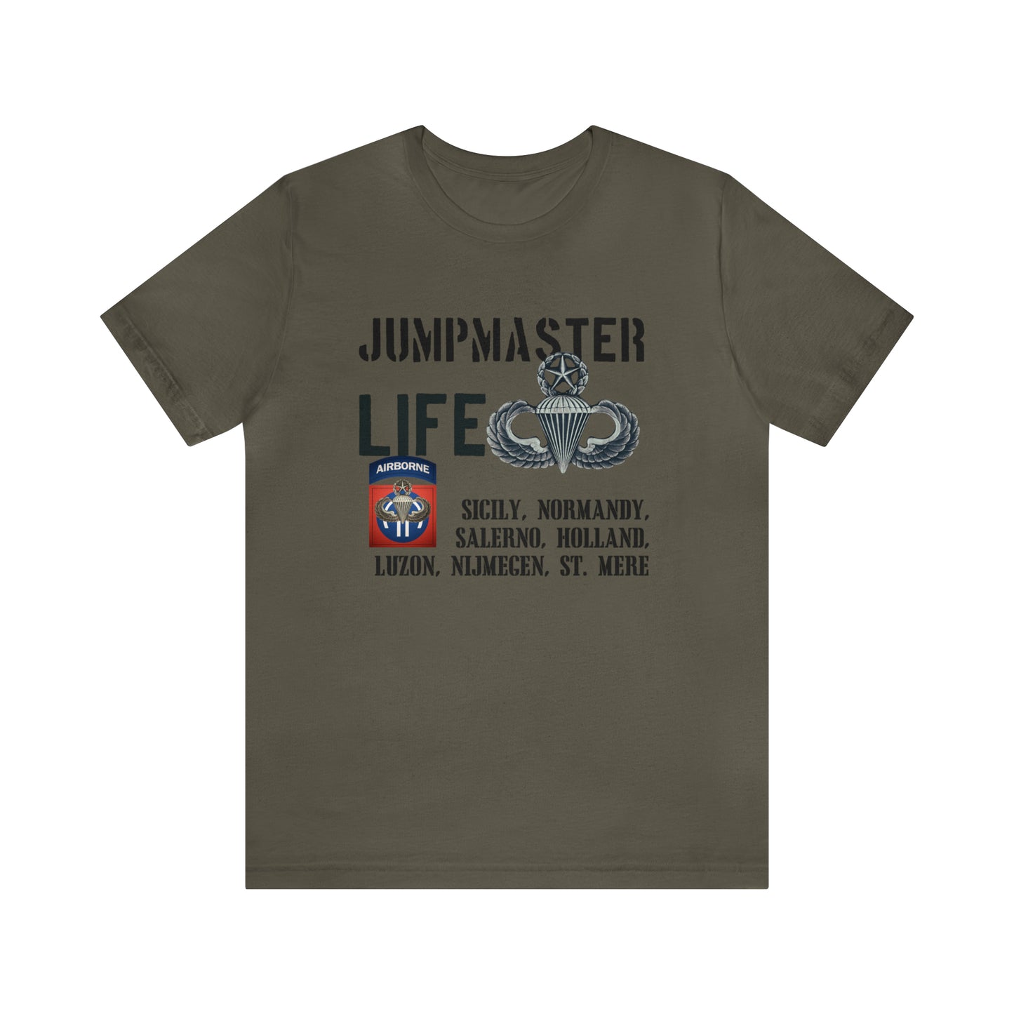 Jumpmaster Life Drop Zones of Fort Bragg Unisex Jersey Short Sleeve Tee