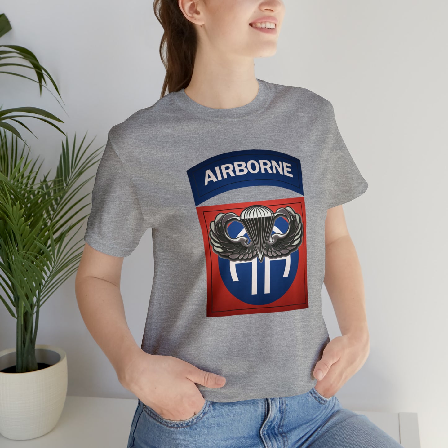 Basic Parachutist Wings and 82nd Patch Unisex Jersey Short Sleeve Tee