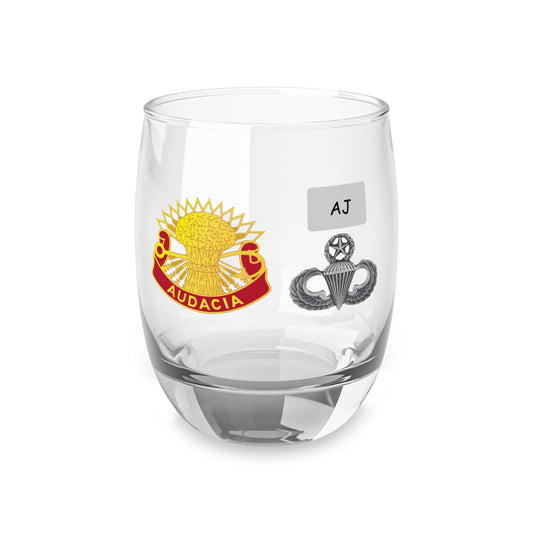 Audacia AJ with 3-4 ADAR Crest Whiskey Glass