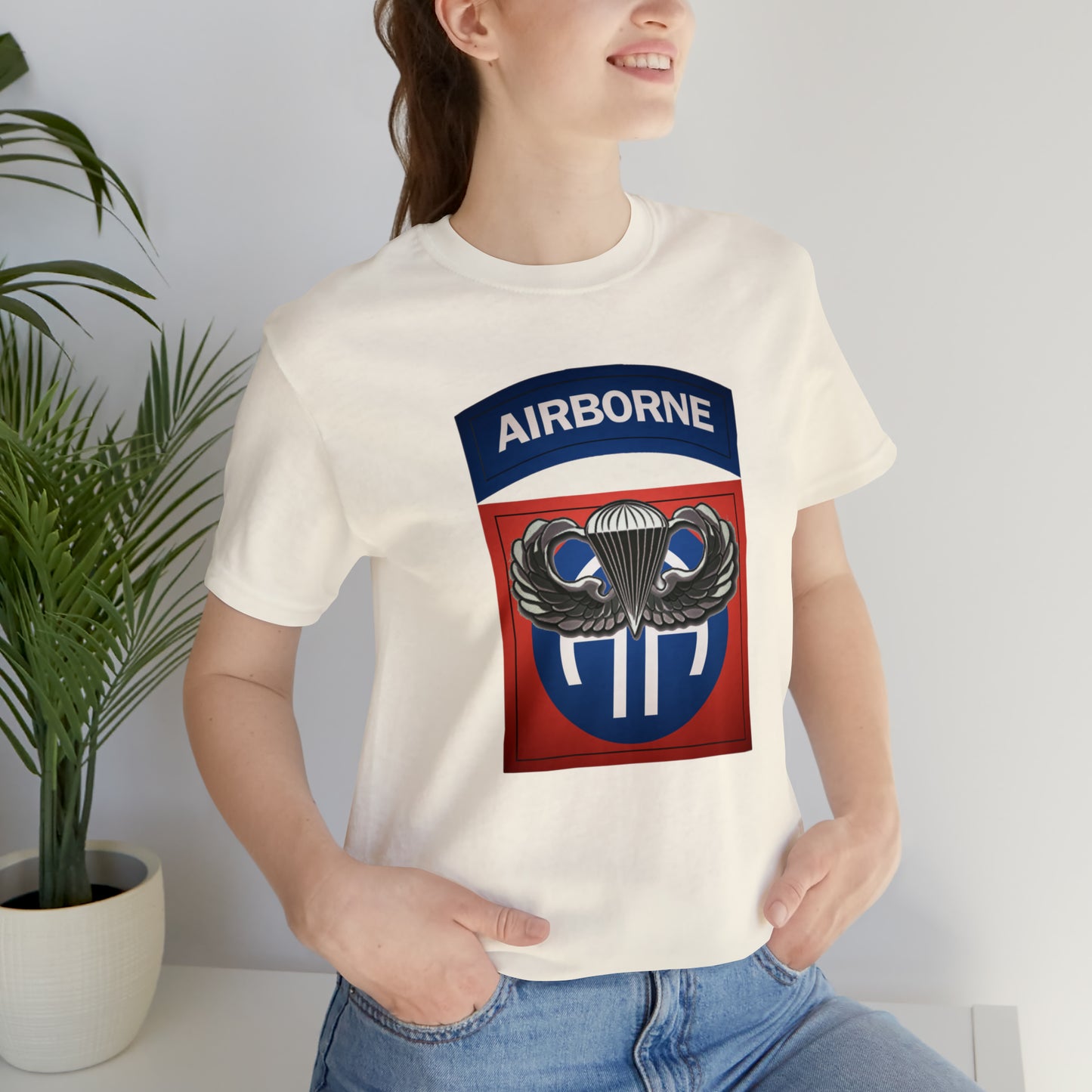 Basic Parachutist Wings and 82nd Patch Unisex Jersey Short Sleeve Tee