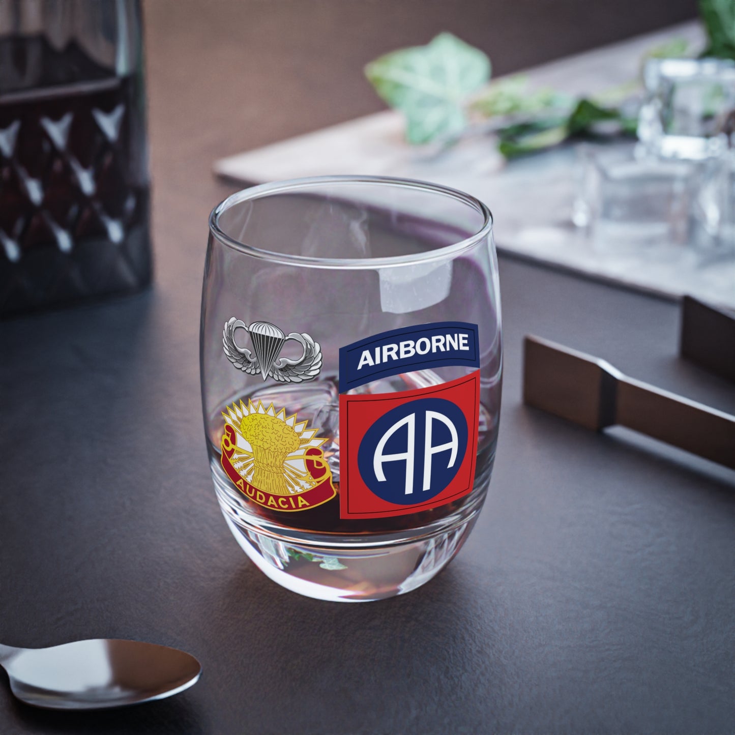 "Embrace Valor with Our Commemorative Whiskey Glass | 3-4 ADAR Tribute"
