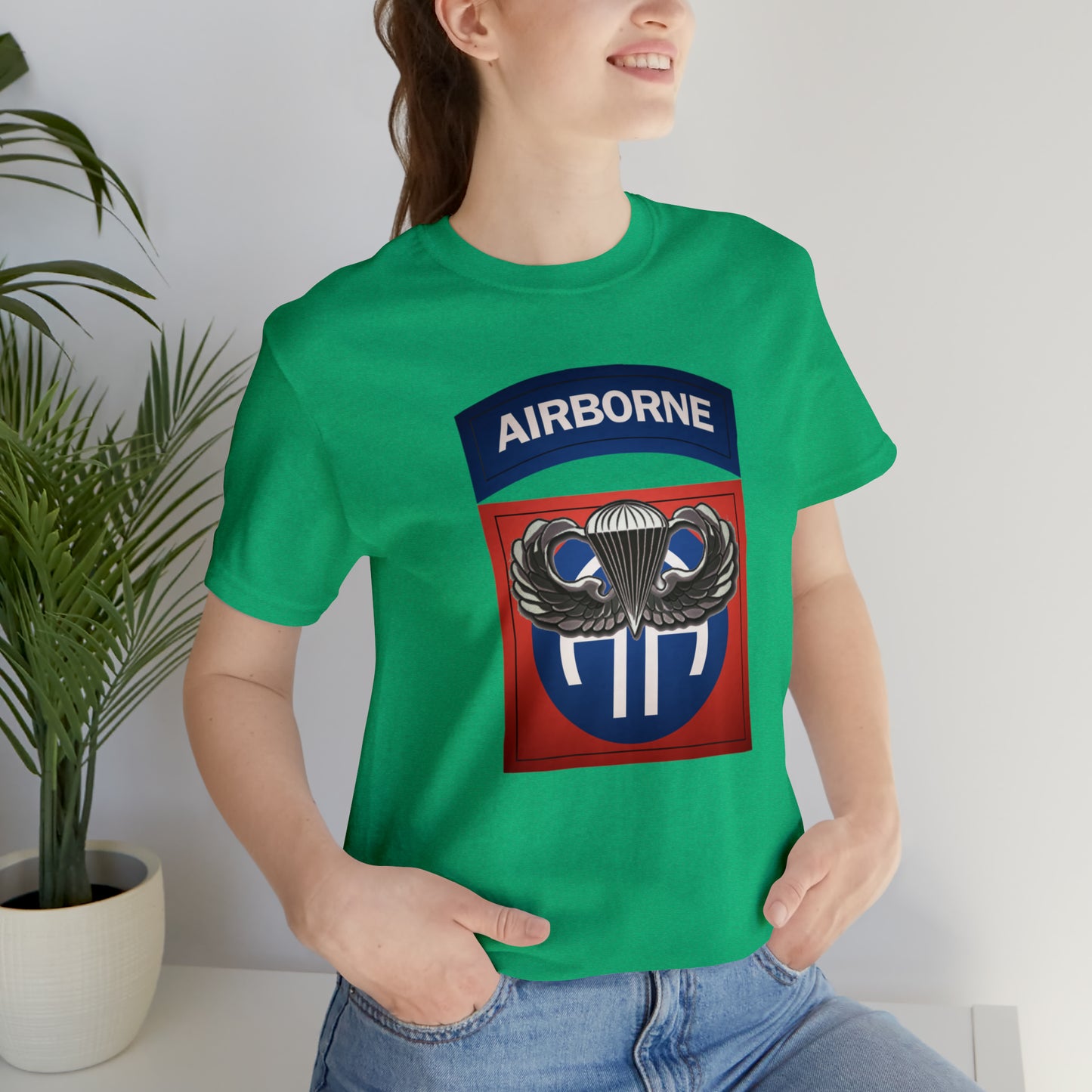 Basic Parachutist Wings and 82nd Patch Unisex Jersey Short Sleeve Tee