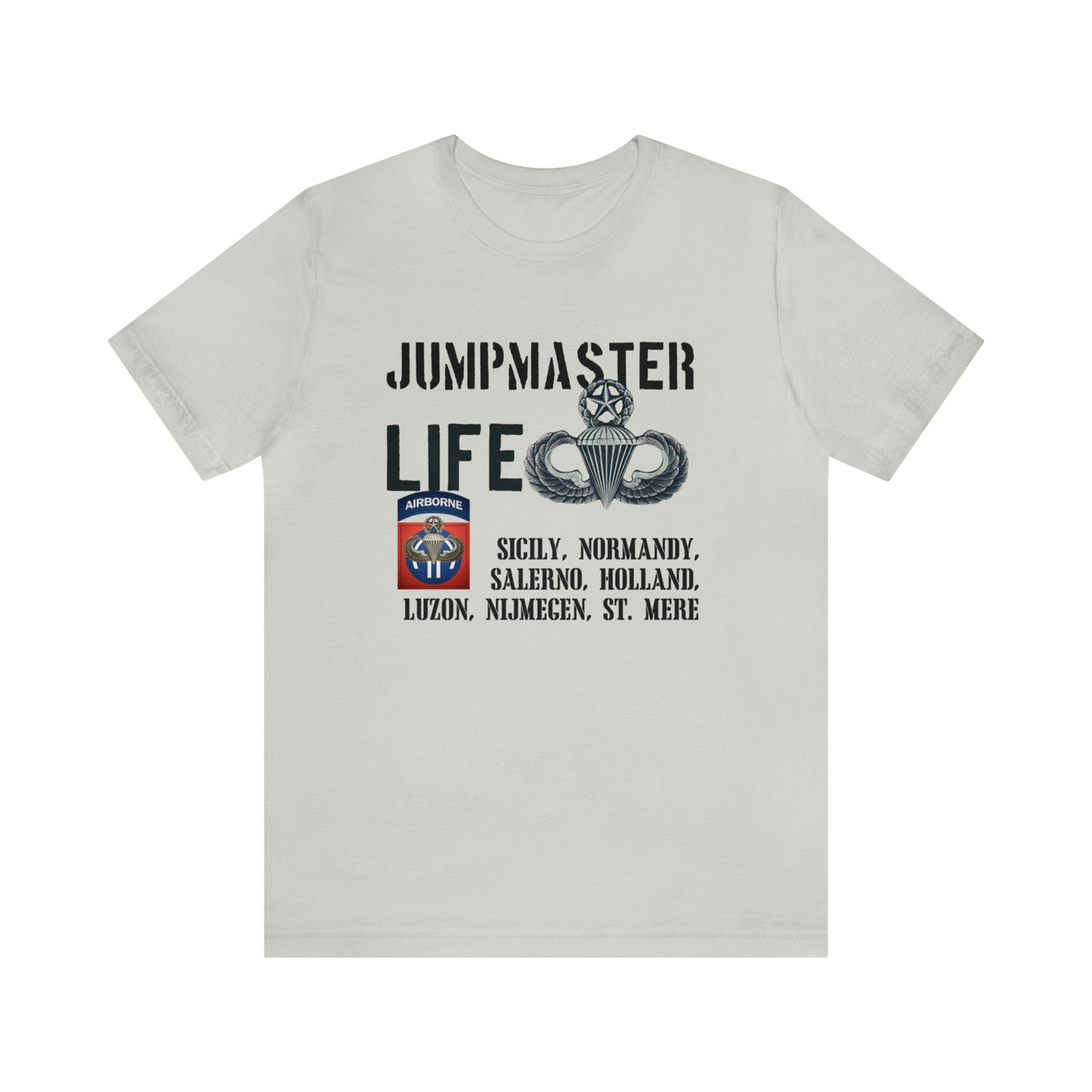 Jumpmaster Life Drop Zones of Fort Bragg Unisex Jersey Short Sleeve Tee