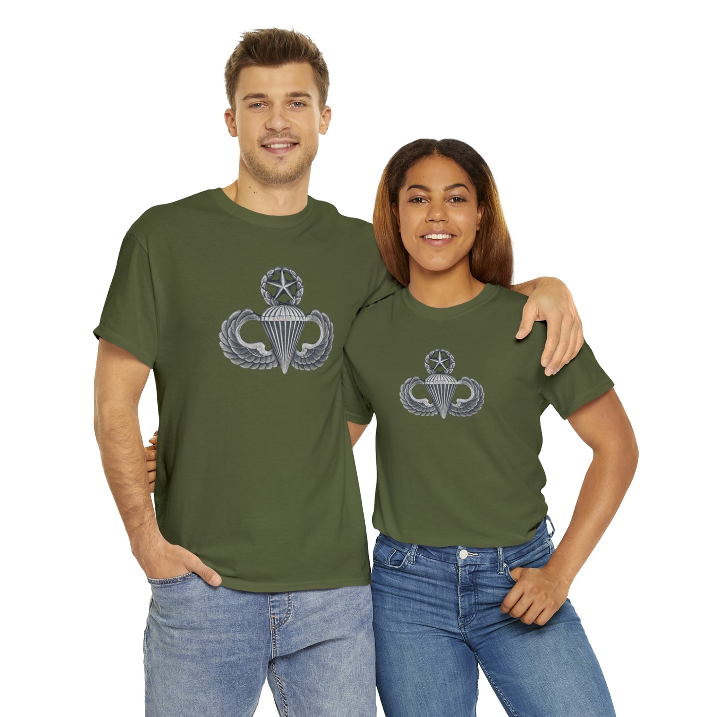 Master Parachutist Badge Unisex Heavy Cotton Tee