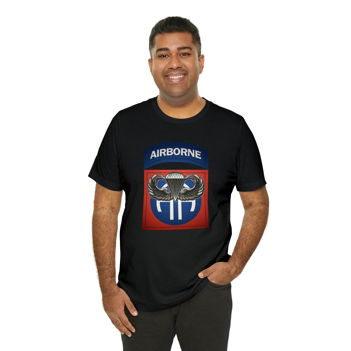 Basic Parachutist Wings and 82nd Patch Unisex Jersey Short Sleeve Tee