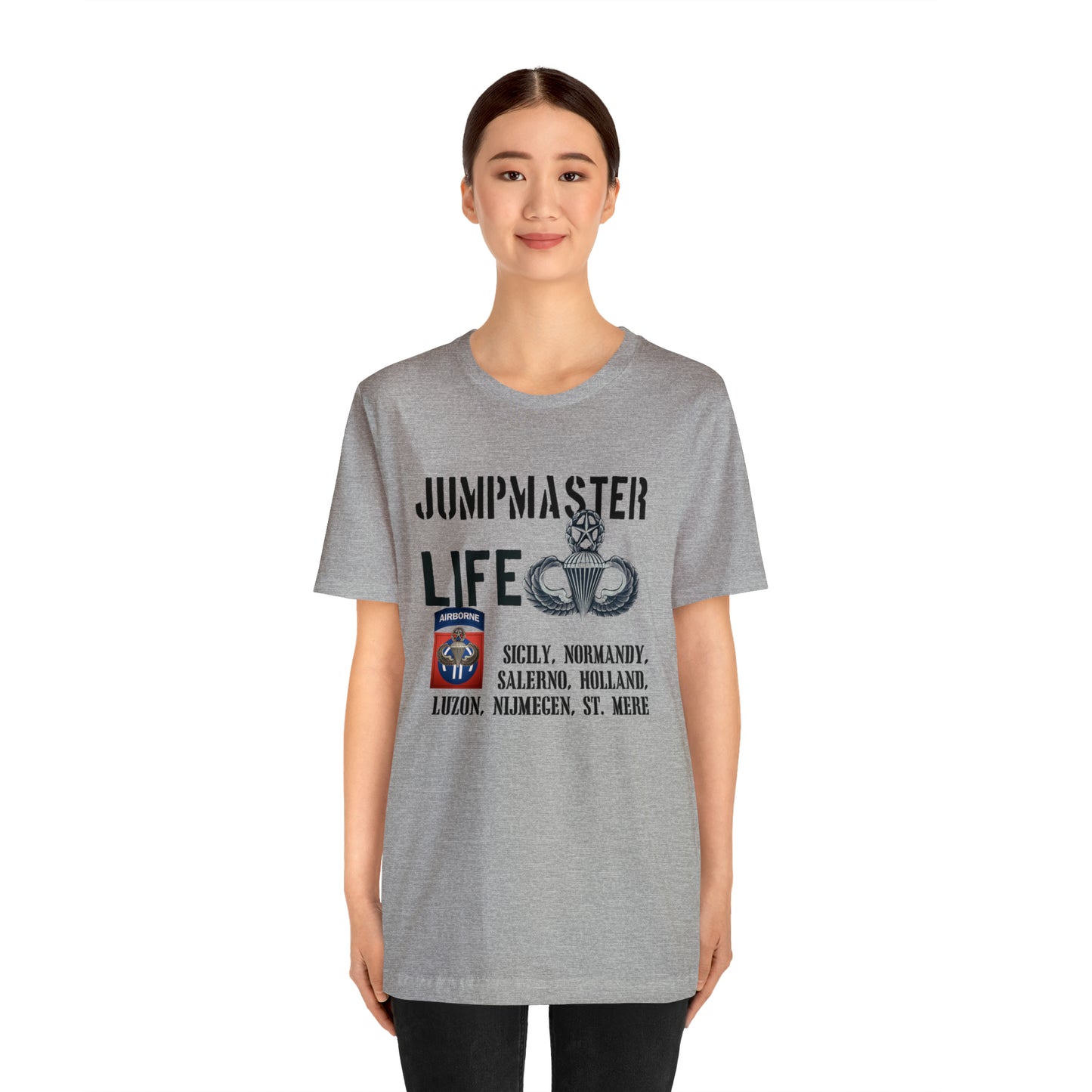 Jumpmaster Life Drop Zones of Fort Bragg Unisex Jersey Short Sleeve Tee