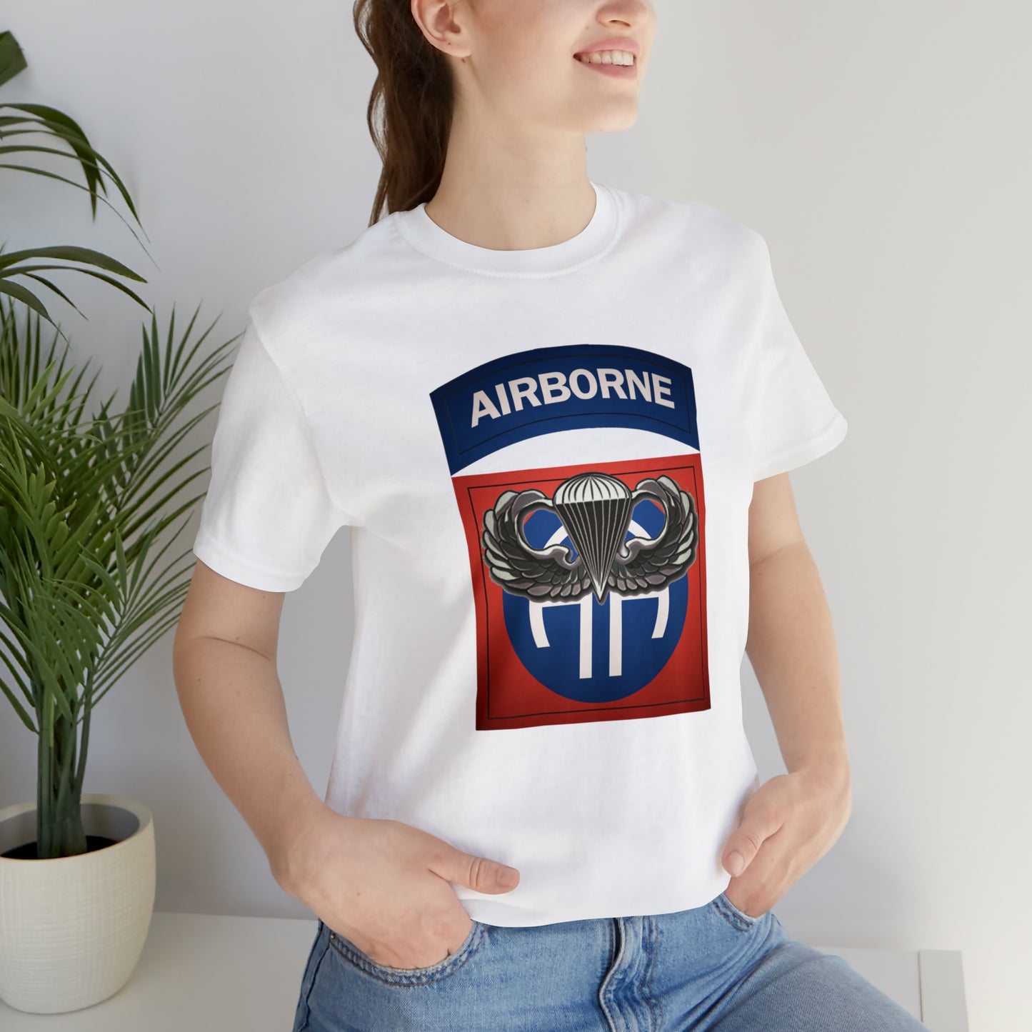 Basic Parachutist Wings and 82nd Patch Unisex Jersey Short Sleeve Tee