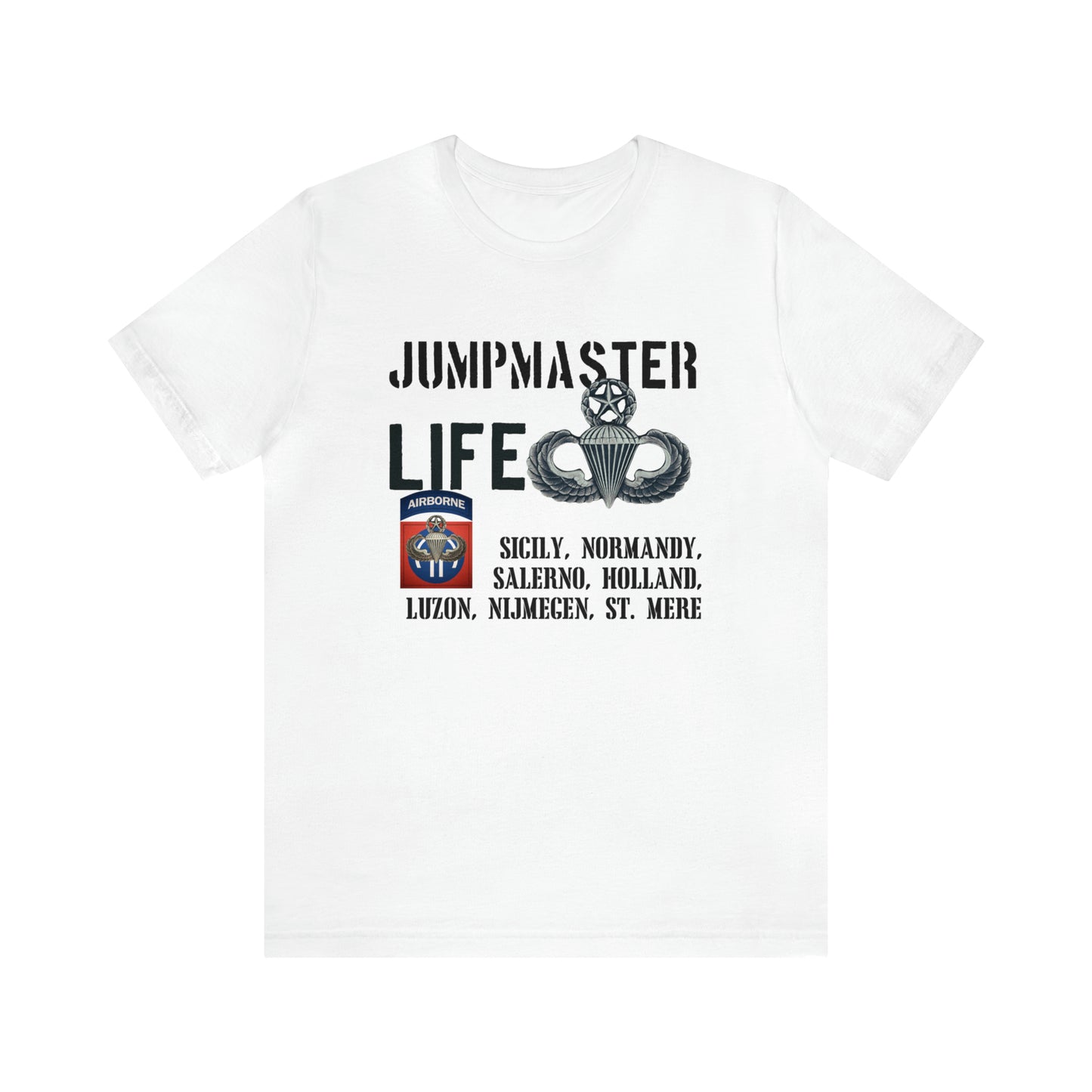 Jumpmaster Life Fort Bragg Drop Zones Unisex Jersey Short Sleeve Tee