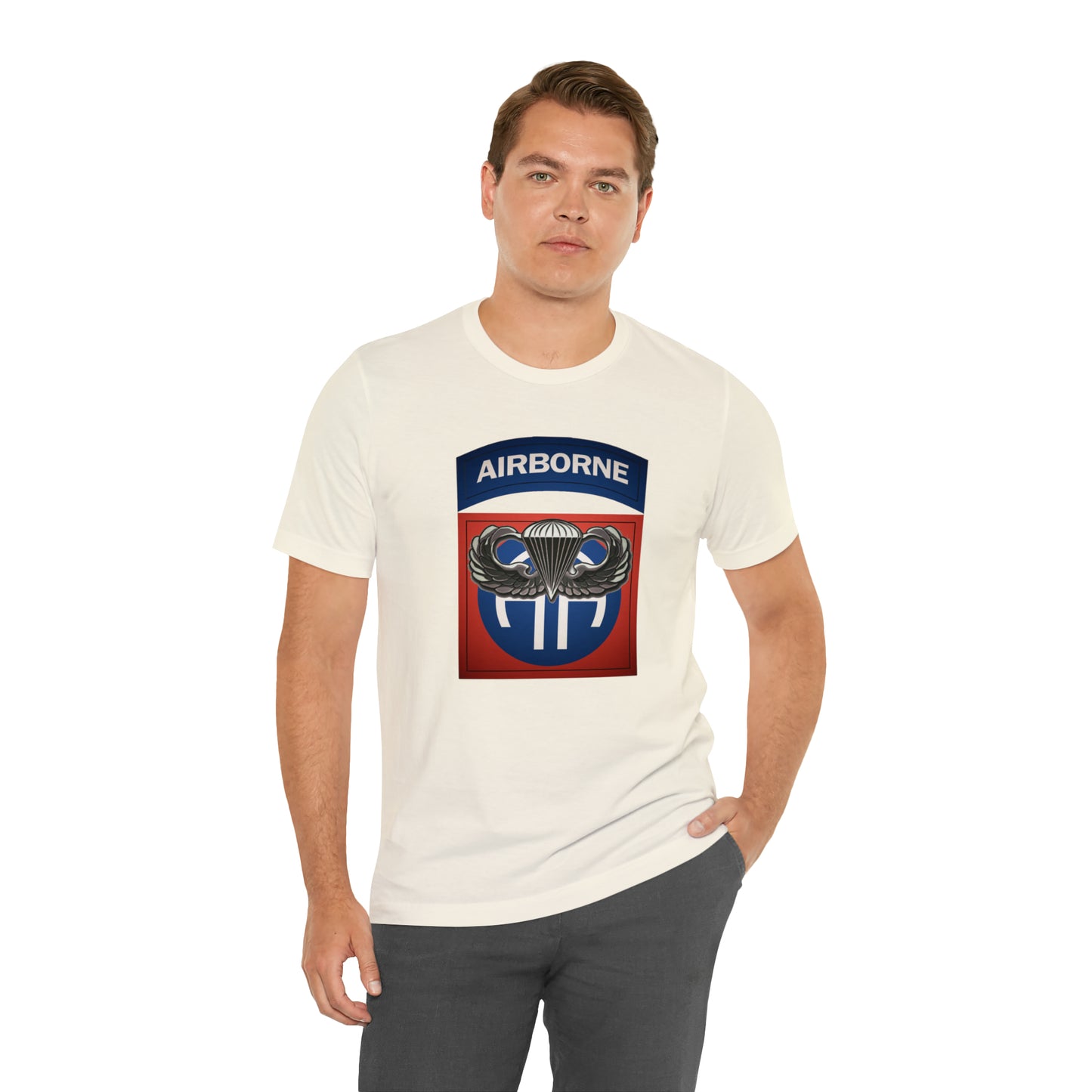 Basic Parachutist Wings and 82nd Patch Unisex Jersey Short Sleeve Tee