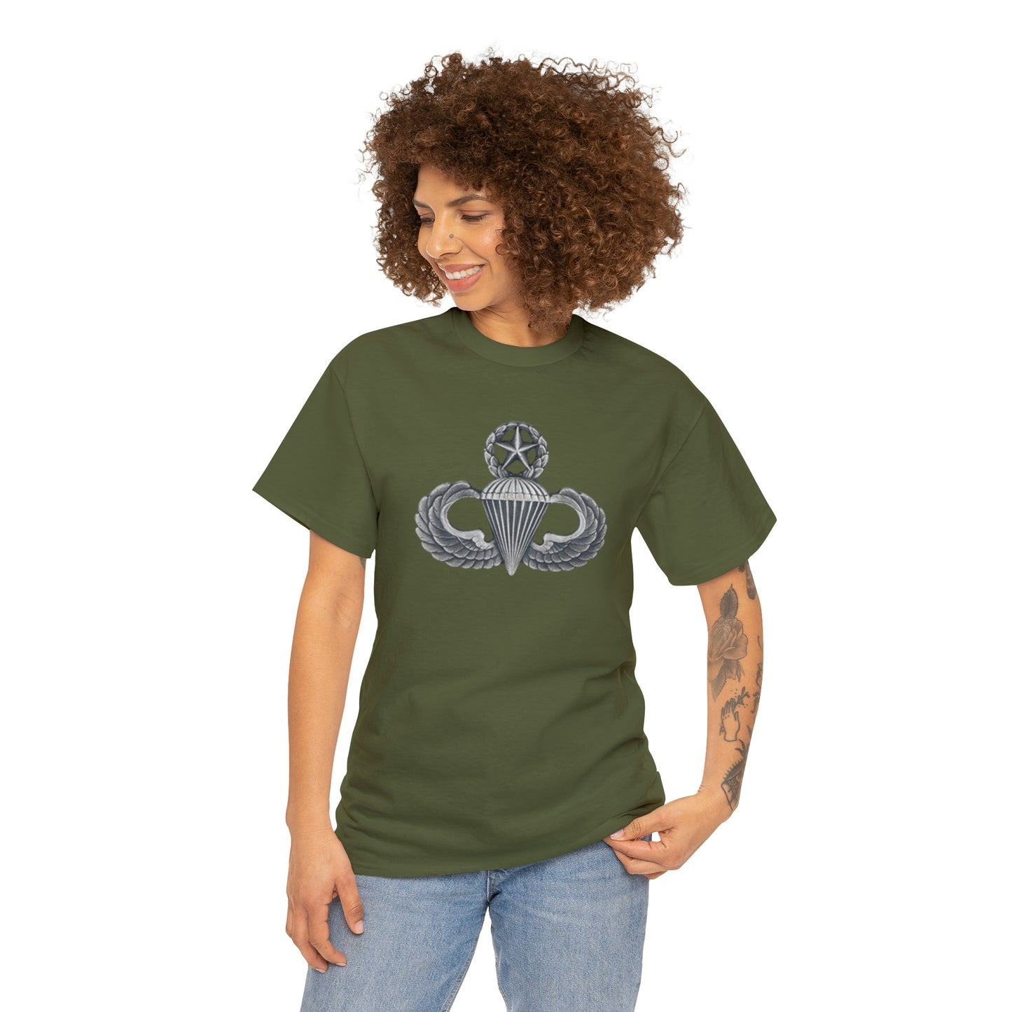 Master Parachutist Badge Unisex Heavy Cotton Tee