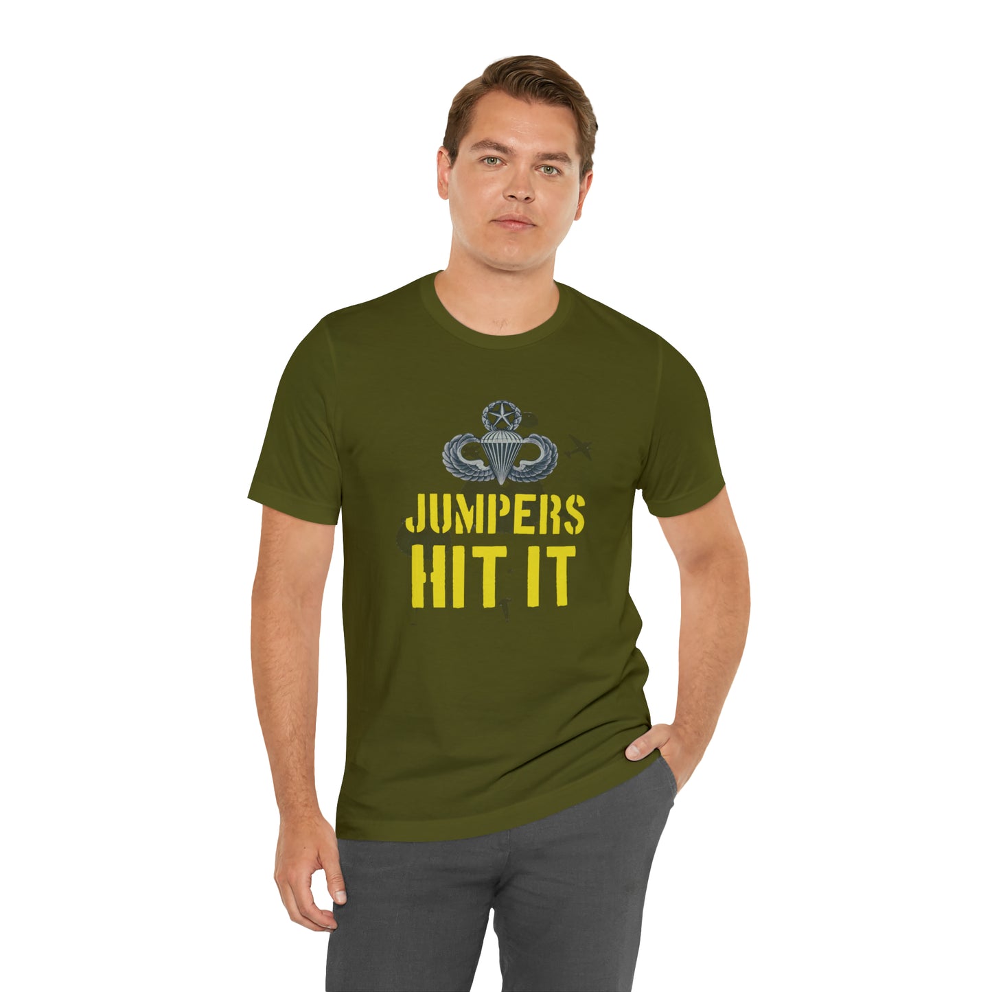 Master Parachutist Badge with Jumpers Hit it Unisex Jersey Short Sleeve Tee