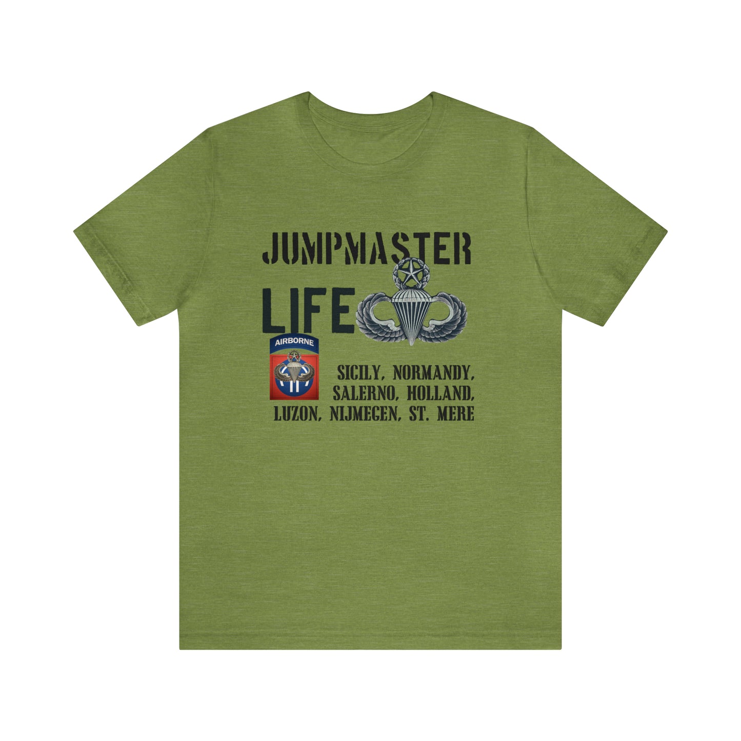 Jumpmaster Life Drop Zones of Fort Bragg Unisex Jersey Short Sleeve Tee