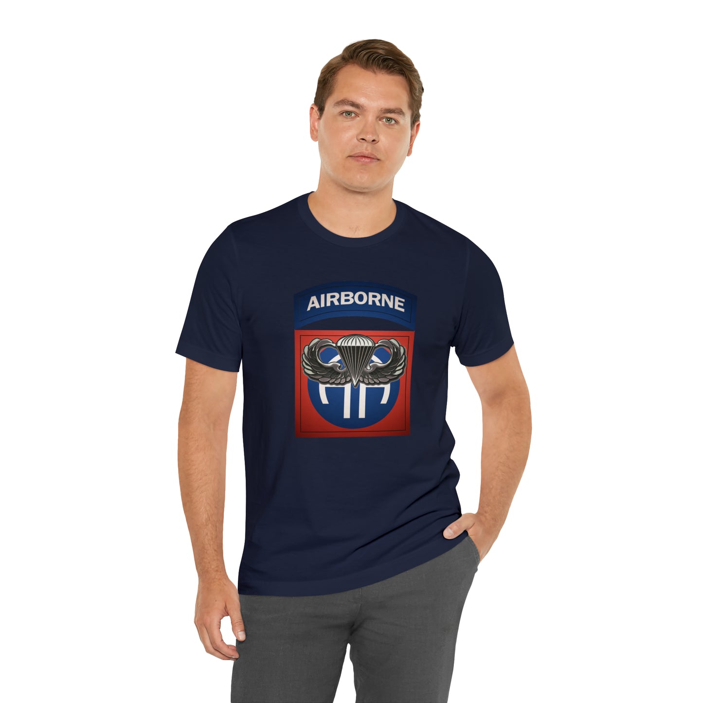 Basic Parachutist Wings and 82nd Patch Unisex Jersey Short Sleeve Tee