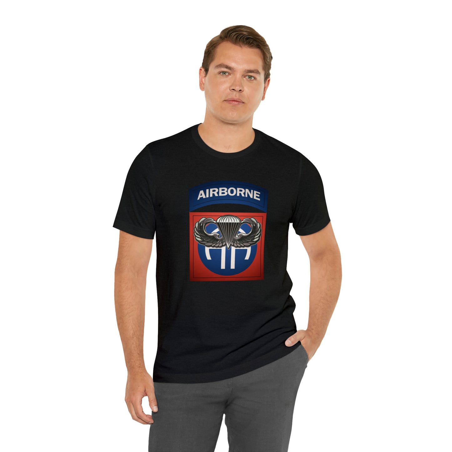 Basic Parachutist Wings and 82nd Patch Unisex Jersey Short Sleeve Tee