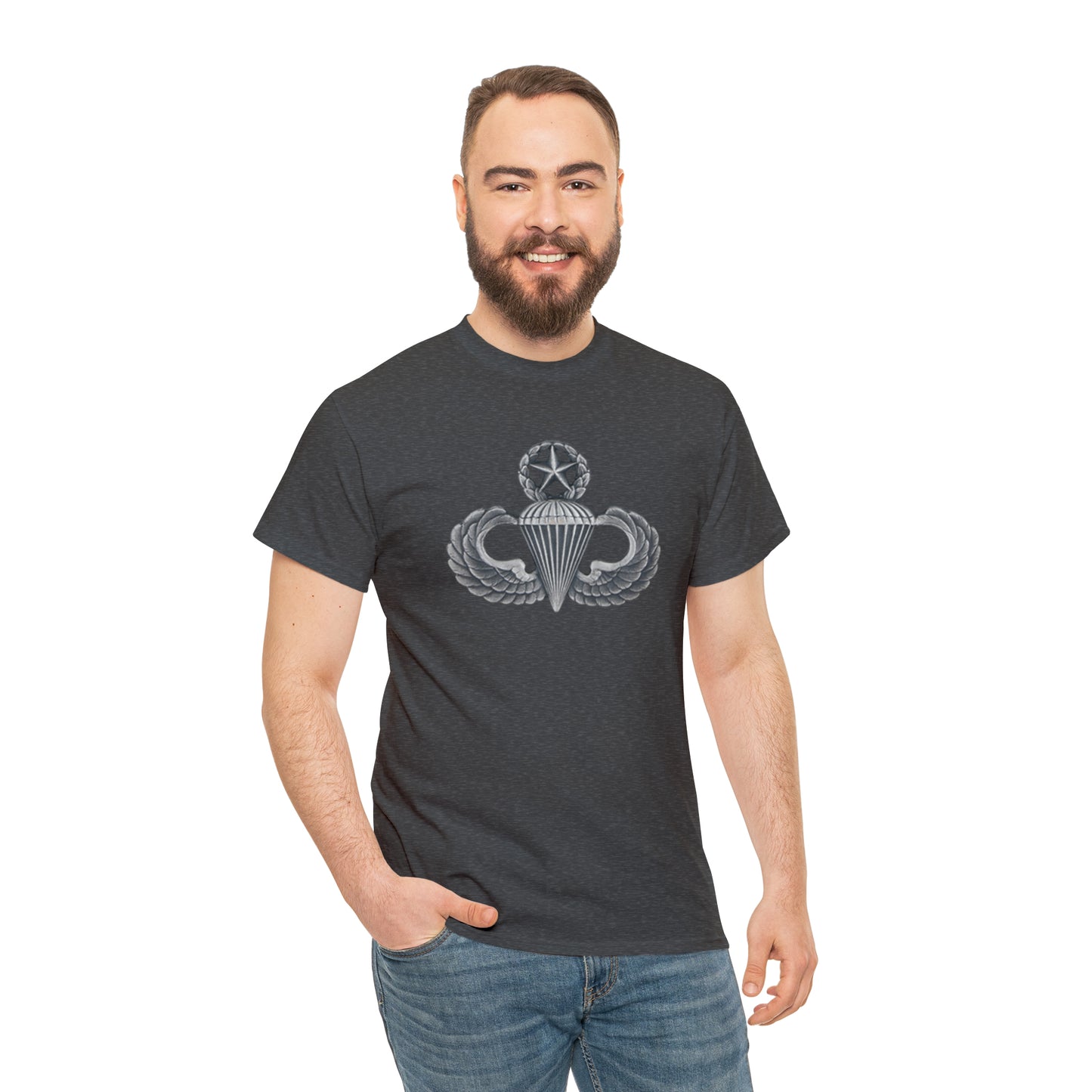 Master Parachutist Badge Unisex Heavy Cotton Tee