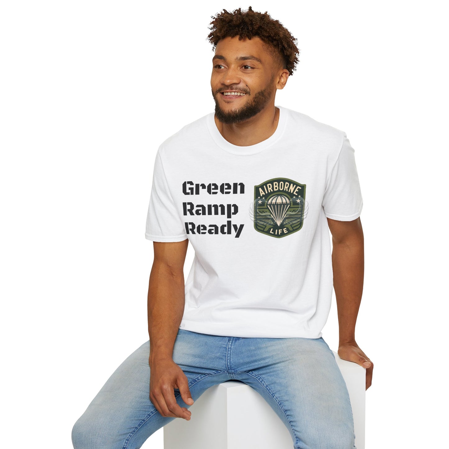 Airborne Life, Green Ramp Ready Unisex Softstyle T-Shirt