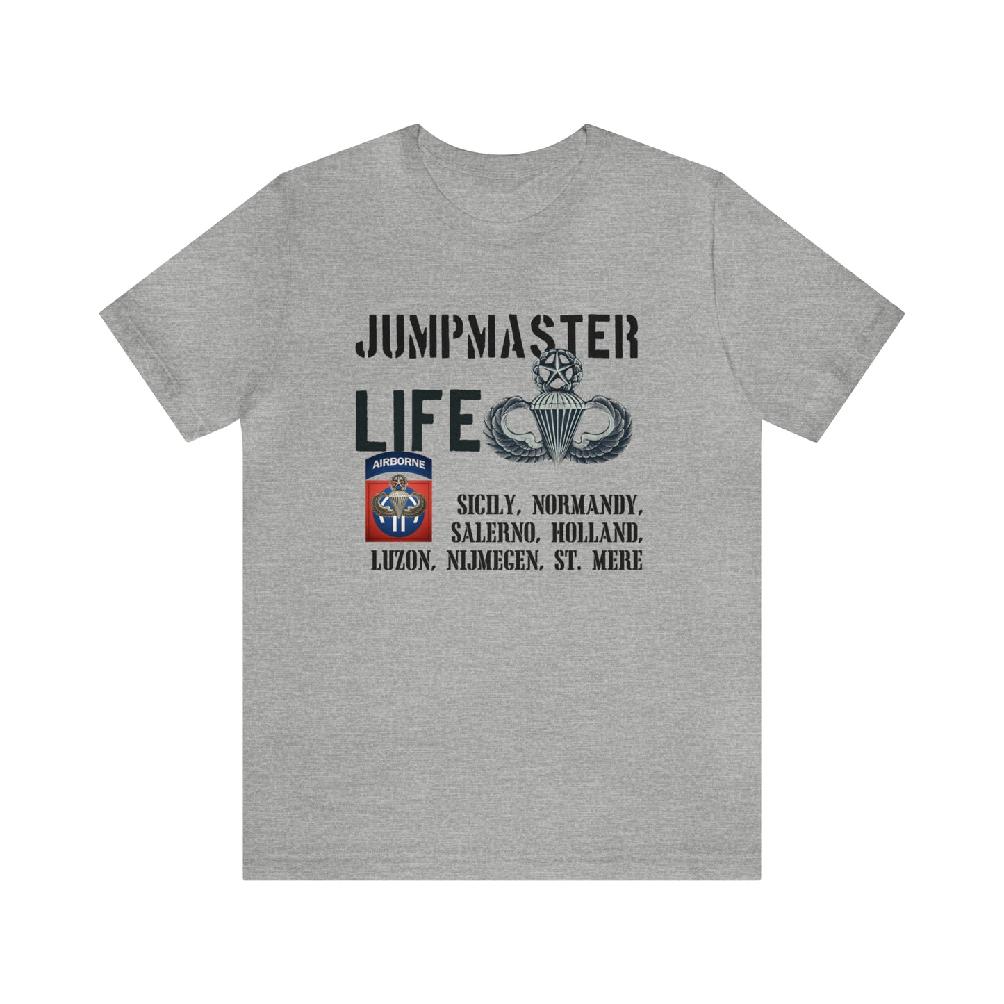 Jumpmaster Life Drop Zones of Fort Bragg Unisex Jersey Short Sleeve Tee